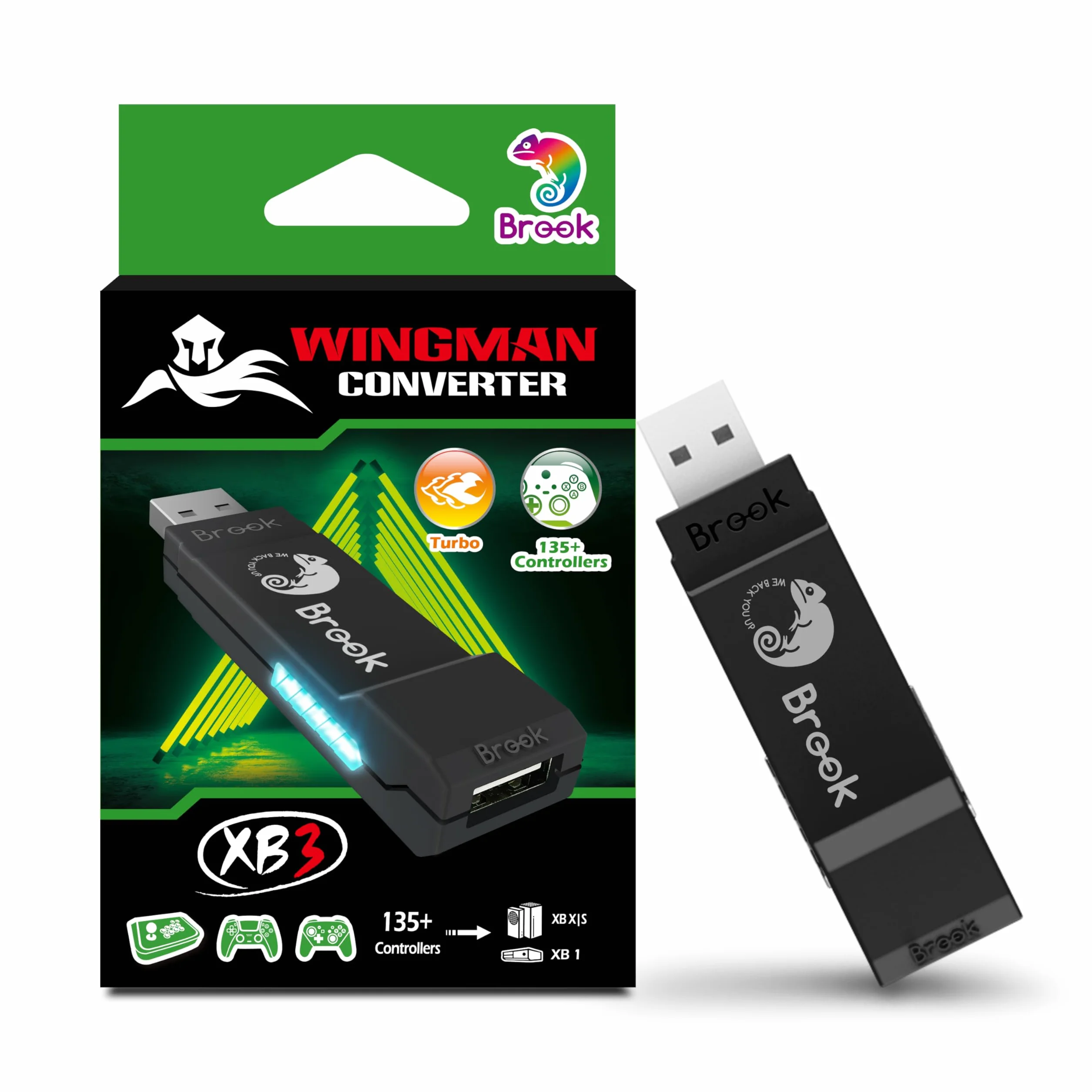 Brook Wingman XB 3 konwerter – uwolnij moc gier wieloplatformowych, bezprzewodowy adapter kontrolera do nowych konsol XB Series X/S, XB One i PC (wejście X), obsługuje remap