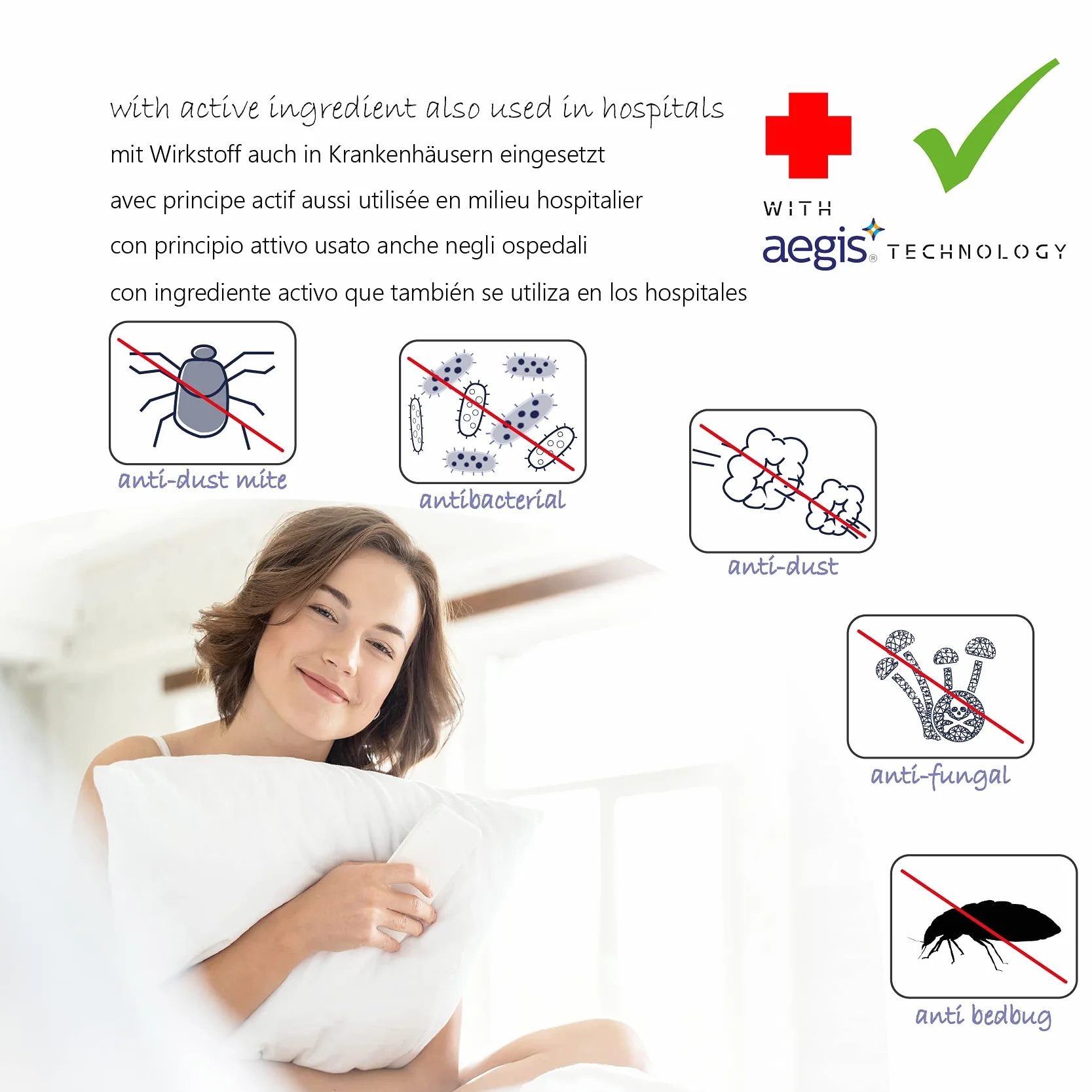 Wodoodporna poszewka na poduszkę 40x70 cm Oeko-Tex Aegis hipoalergiczna zestaw 2 sztuk