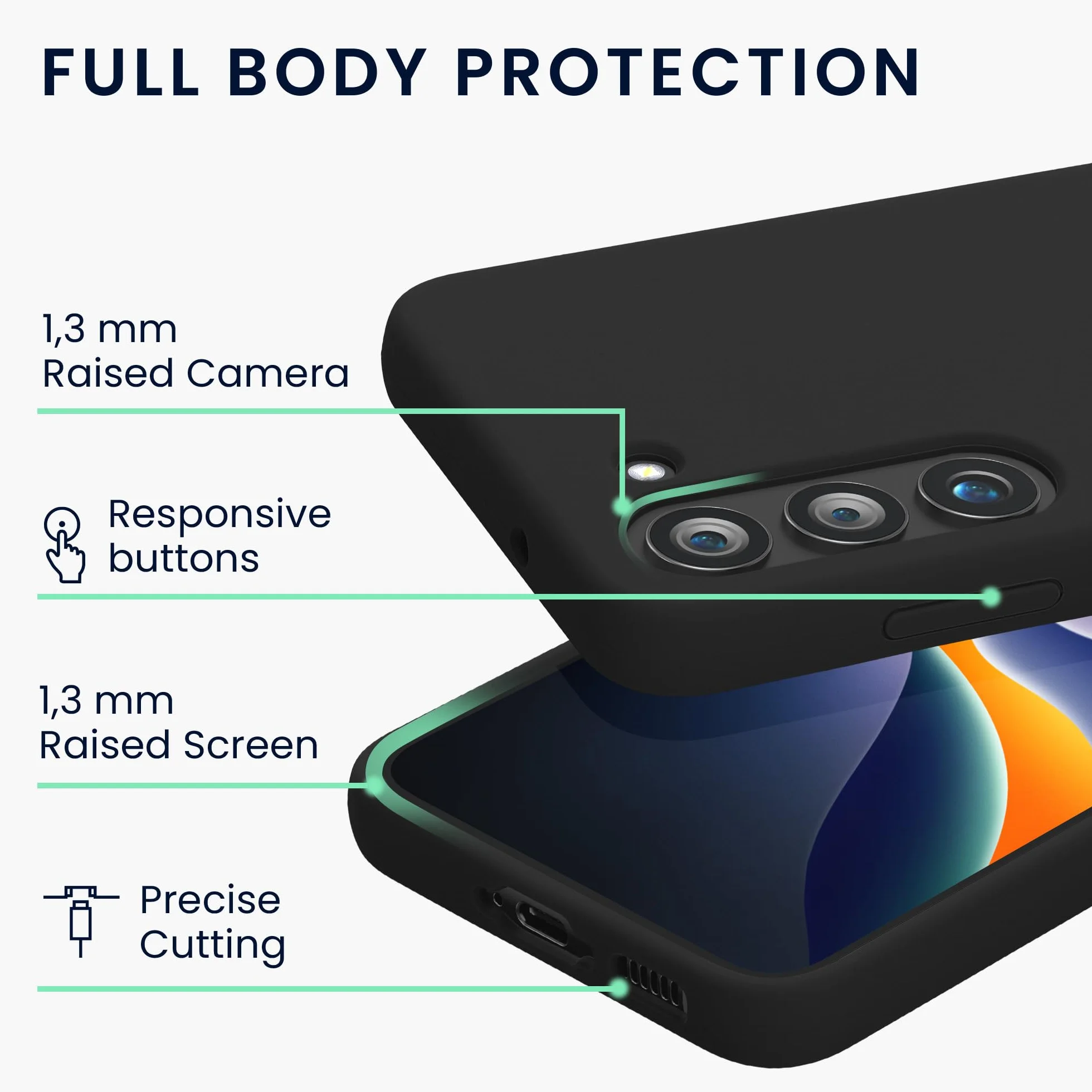 kwmobile Etui kompatybilne z etui Samsung Galaxy S23 - Etui TPU i silikon odporny na wstrząsy - Możliwość ładowania bezprzewodowego - Czarny matowy