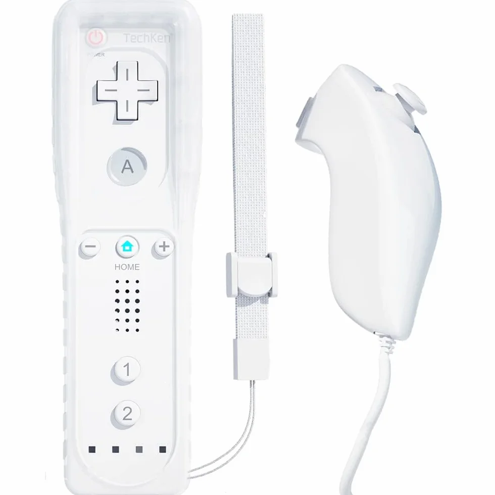 TechKen Pilot Zdalnego Sterowania Wii z Nunchuck, Zamiennik Kontrolera Biały