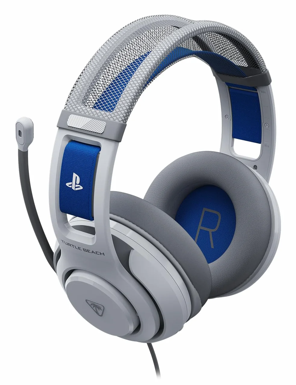 Turtle Beach Atlas 200 oficjalnie licencjonowanych białych przewodowych słuchawek do gier PlayStation, PS5, PS4, 50 mm Nanoclear, mikrofon flip-to-mute, nauszniki z pianki pamięci, ruchomy pałąk