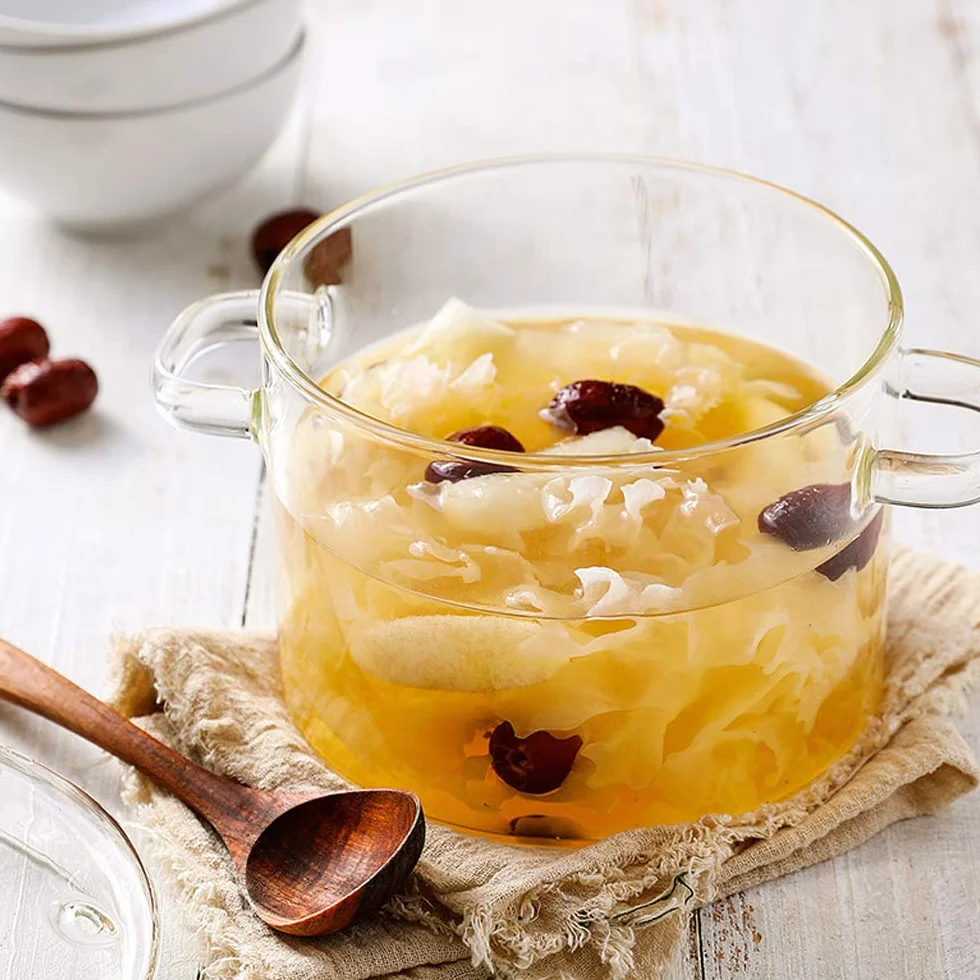 Szklany garnek do zupy indukcyjnej o pojemności 1,5 l z łatwymi do chwytania uchwytami, garnek do duszenia z przykrytą pokrywką, na warzywa i zupę (2 uchwyty)