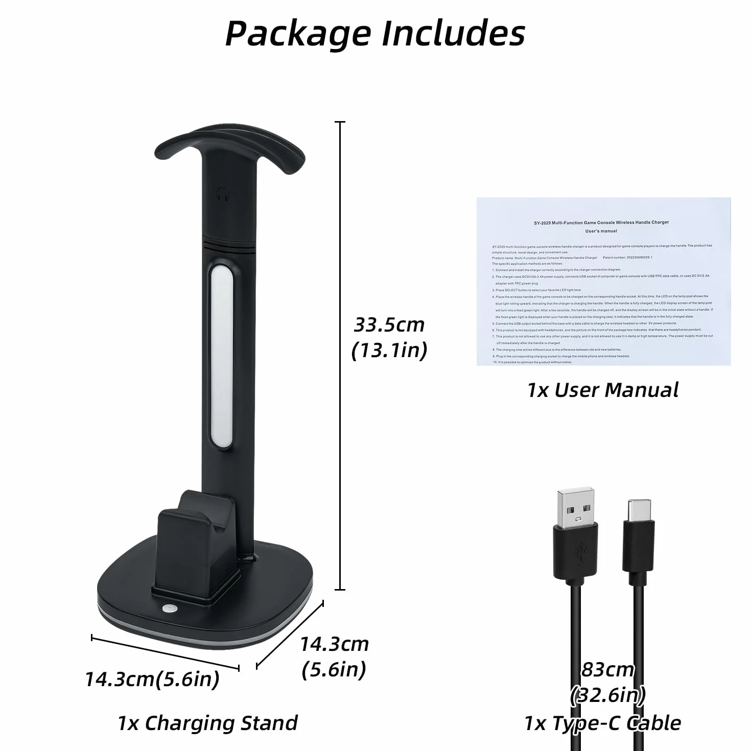 Mcbazel Stacja ładująca kontrolera PS5 ze stojakiem na słuchawki do gier RGB, szybka stacja ładująca z 2 portami USB do PS5 i kontrolera DualSense Edge, organizer na biurko RGB, czarny (nie dla PS5