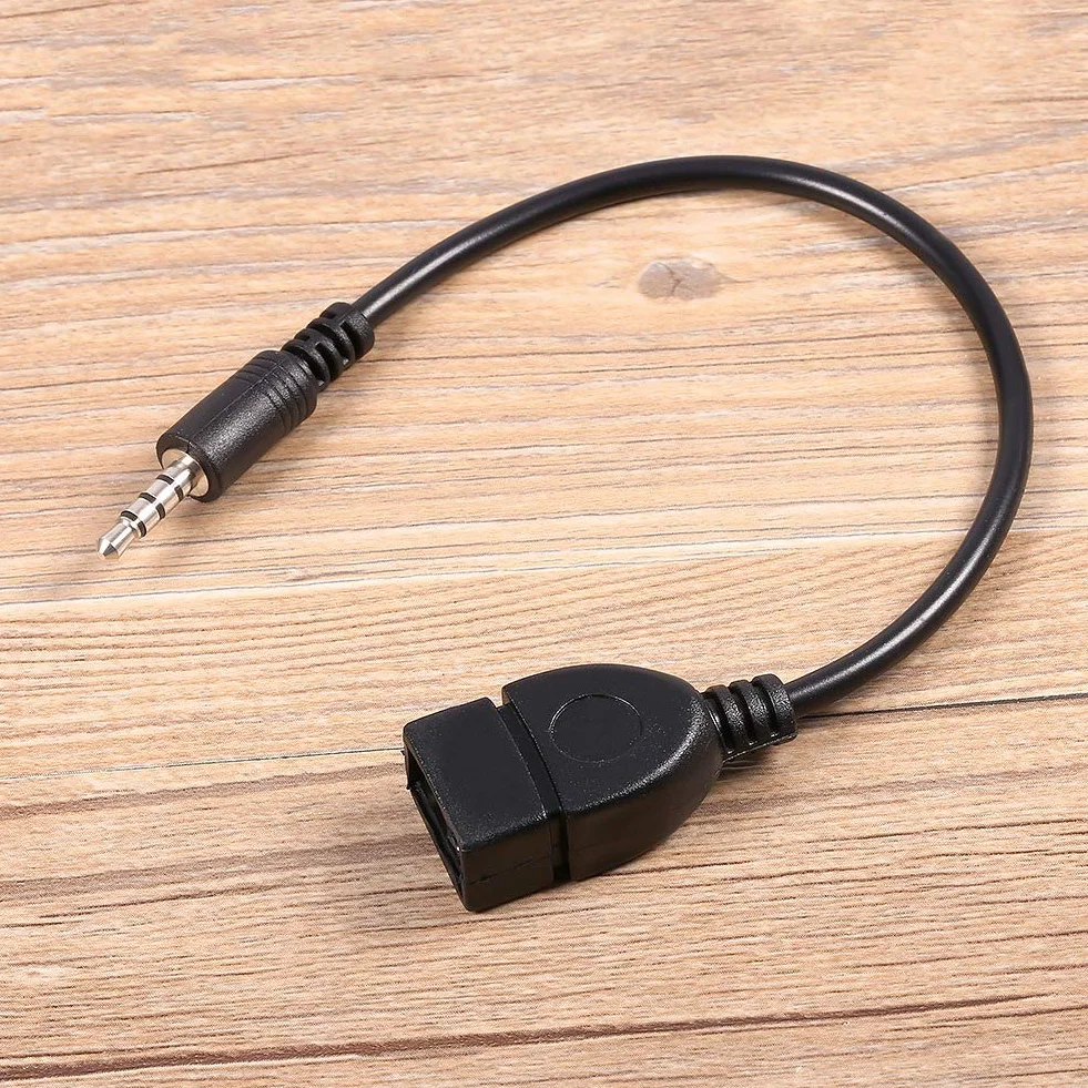 Adapter konwertera Kabel 3,5 mm męski jack audio AUX na USB 2.0 typ A żeński OTG, długość 20 cm