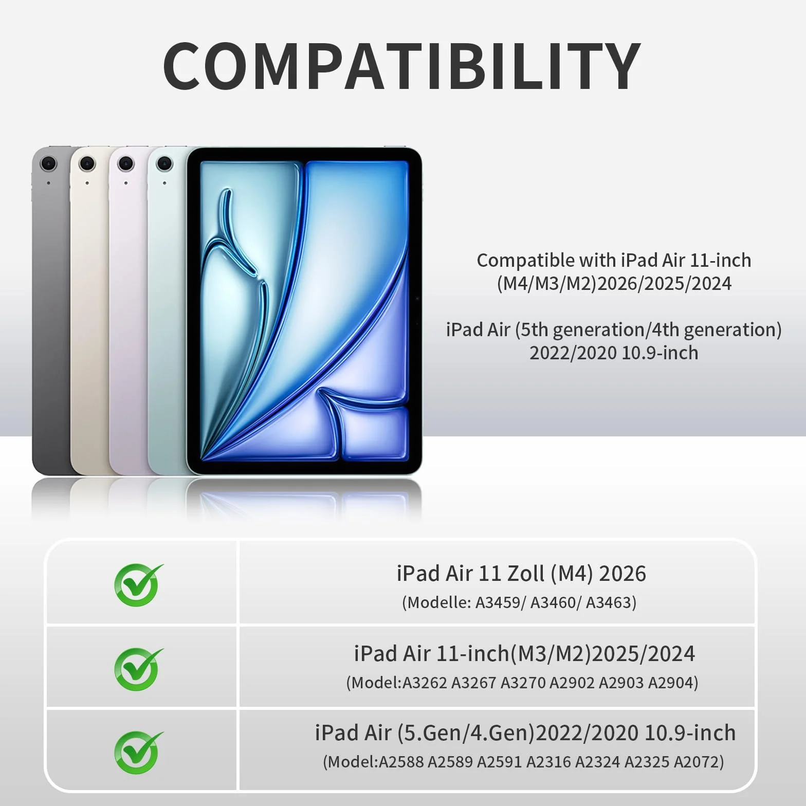 JKSML Etui na klawiaturę do iPad Air 11 cali M3/M2 (2025/2024) i iPad Air 5./4. generacji (2022/2020) 10,9 cala | tylna obudowa z TPU z uchwytem na rysik | zdejmowana klawiatura Bluetooth QWERTZ