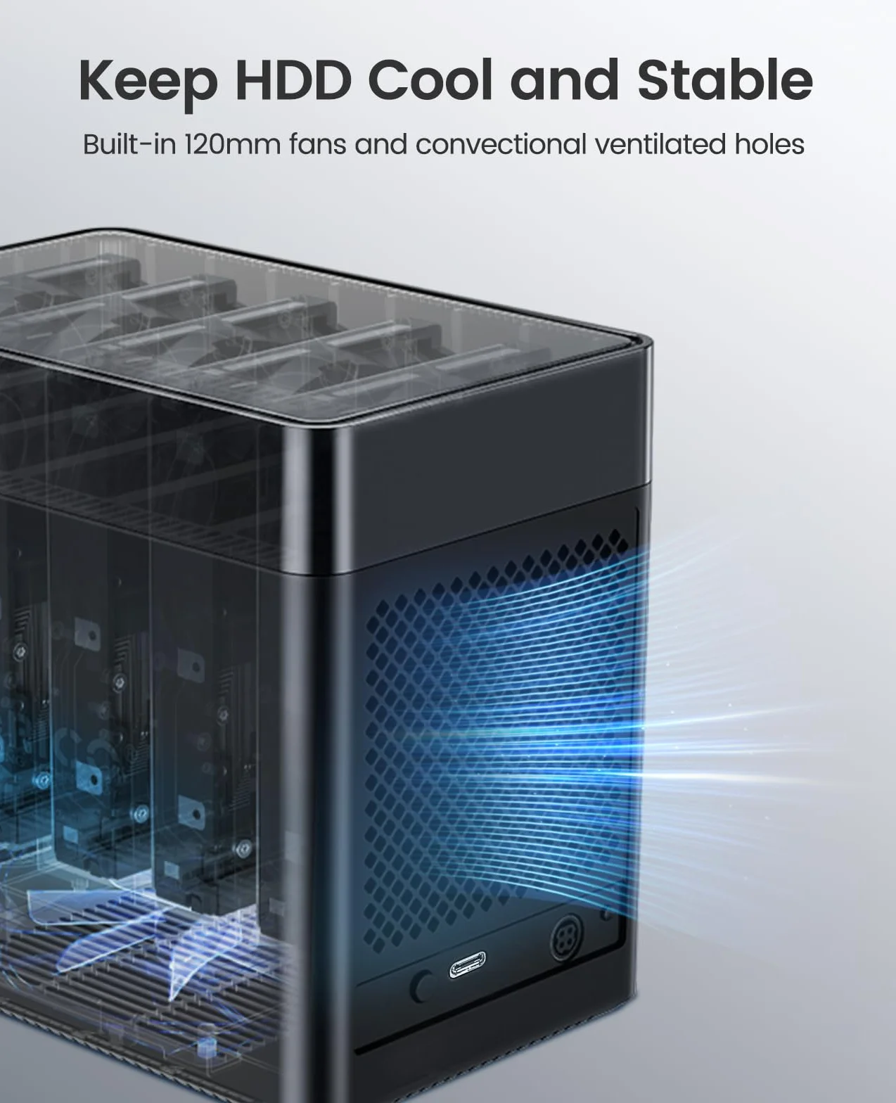 ORICO Tool-Free 5 Bay stacja dokująca USB 3.1 Type C Magnetic-Type Obudowa dysku twardego 3,5" SATA Zewnętrzny dysk twardy Obudowa Obsługa 5x16TB z zasilaczem 12V6.5A Kompatybilny z Windows/Mac/Linux