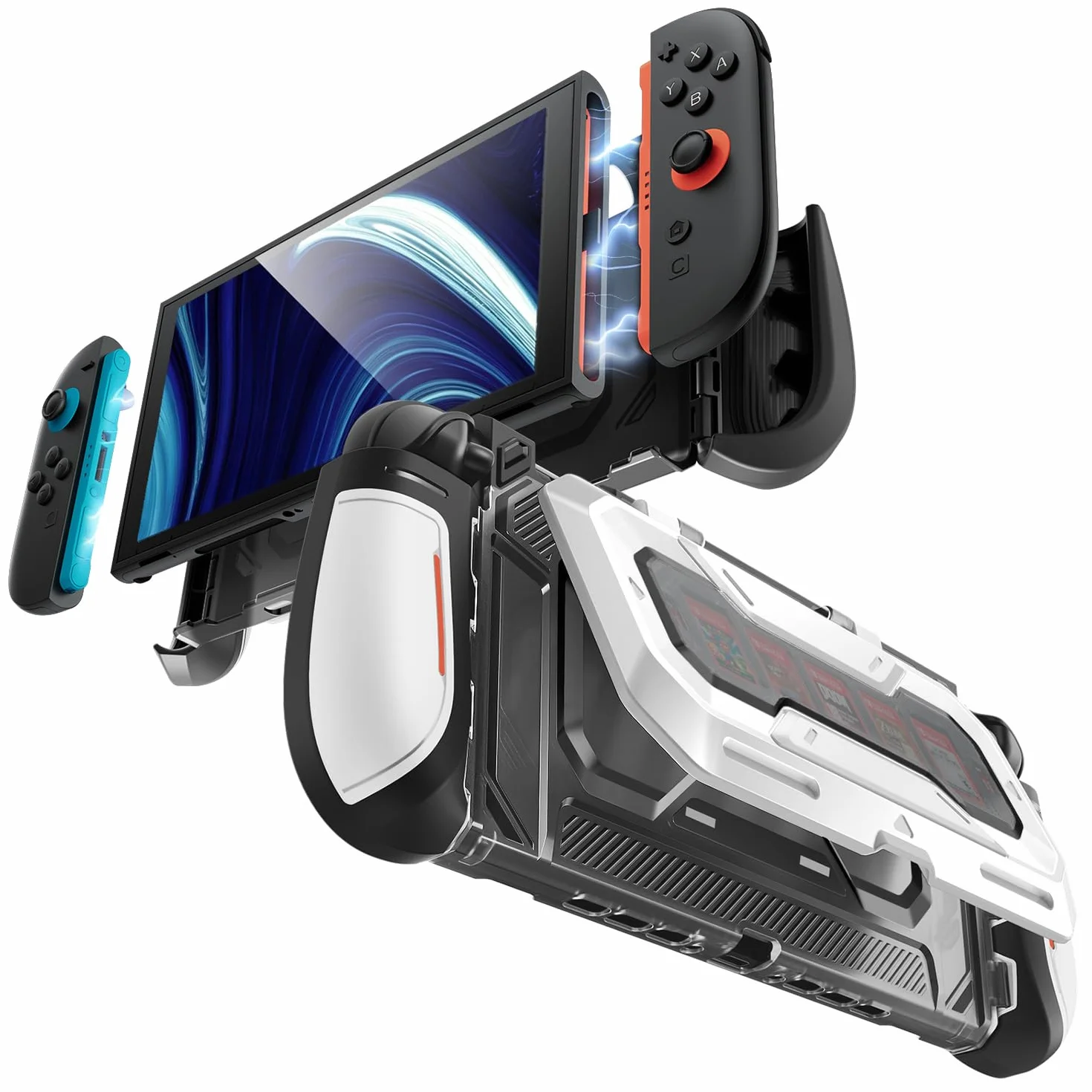 mumba Etui z klapką do Nintendo Switch 2 z klapką [Titan] Ergonomiczna obudowa ochronna z 2 uchwytami do przechowywania 5 kart do gier i 2 kart TF, akcesoria z TPU i wzornictwo