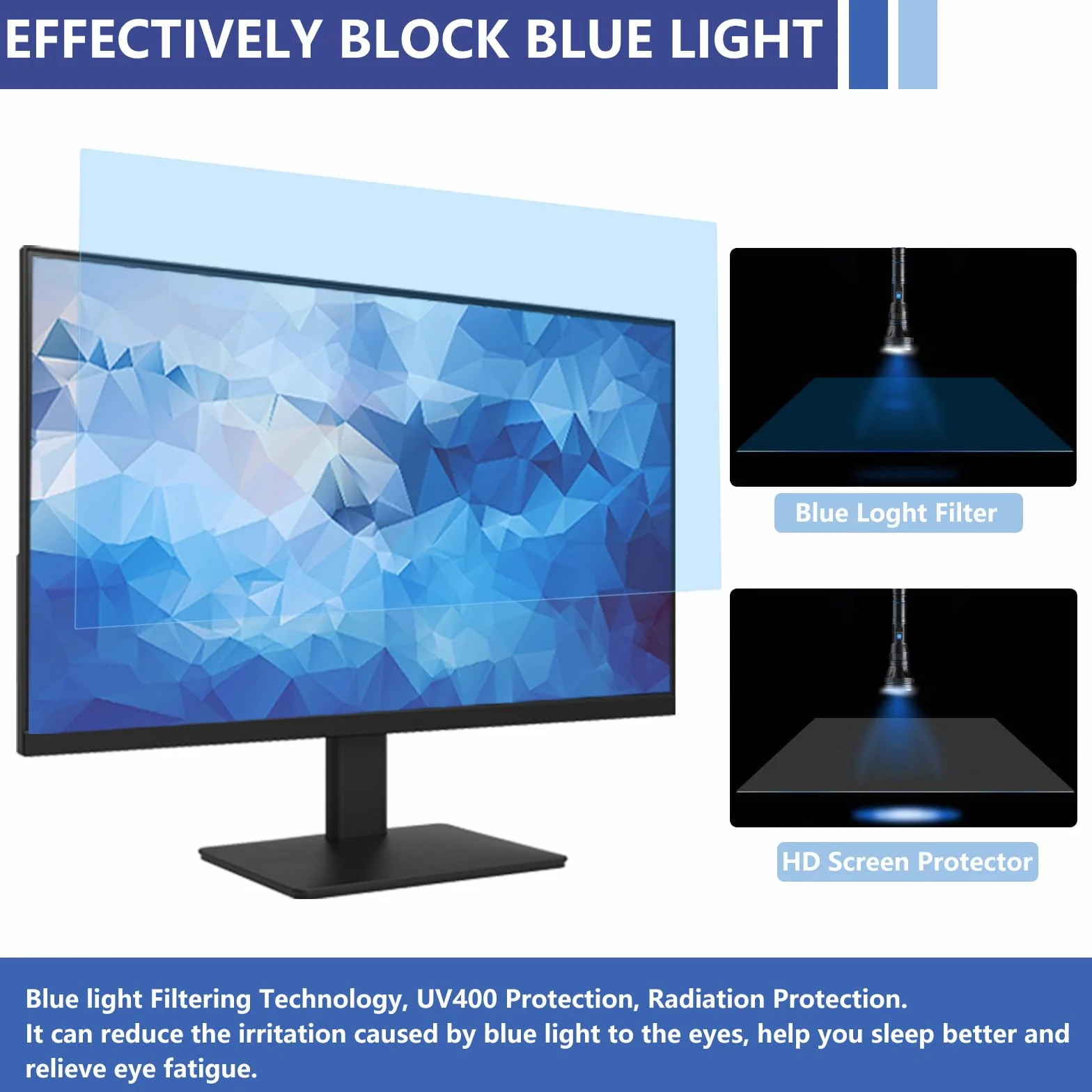 Filtr niebieskiego światła 34", do monitora o proporcjach obrazu 21:9, blokująca niebieskie światło, ochrona wyświetlacza, ochrona ekranu, ochrona oczu, zdejmowana folia ochronna na wyświetlacz