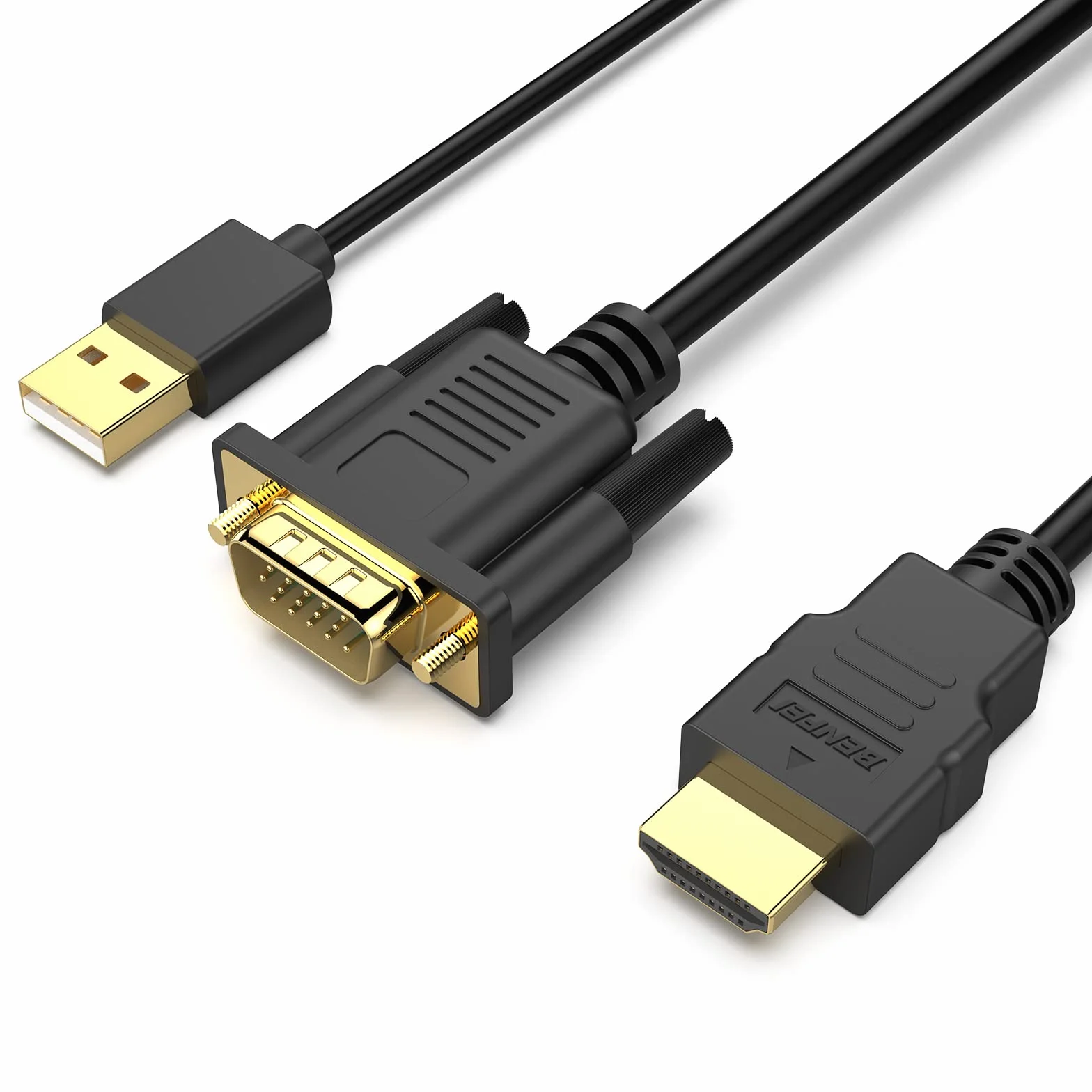 BENFEI Kabel VGA na HDMI, kabel 1,8 m 1080P z komputera VGA/laptopa do monoitora HDMI/telewizora z obsługą audio (nie dwukierunkowy)