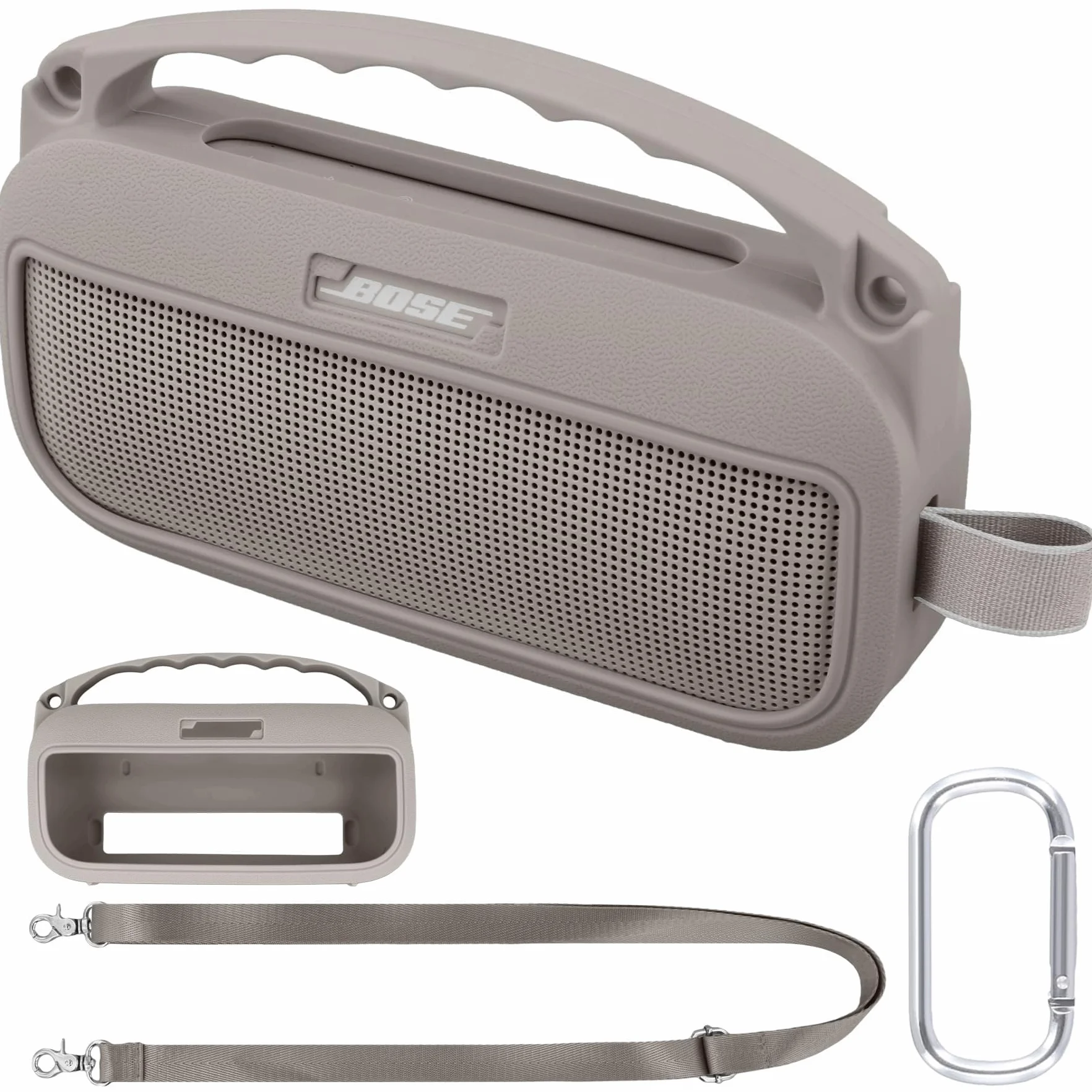 co2CREA Silikonowe etui do noszenia na głośnik Bose SoundLink Flex 2 (2. generacji), przenośny, ultralekki, silikonowy pokrowiec ochronny z karabińczykiem i paskiem na ramię (głośnik nie wchodzi w