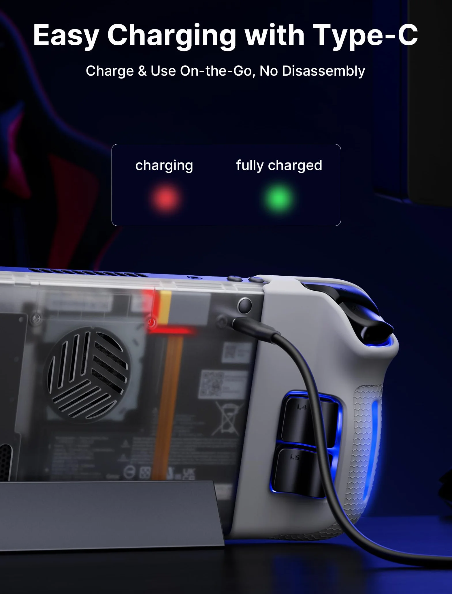JSAUX Przezroczysta płyta tylna RGB kompatybilna z Steam Deck, DIY Clear Edition, kompatybilna z Steam Deck – wersja PC0106 RGB [kryształowa biel]