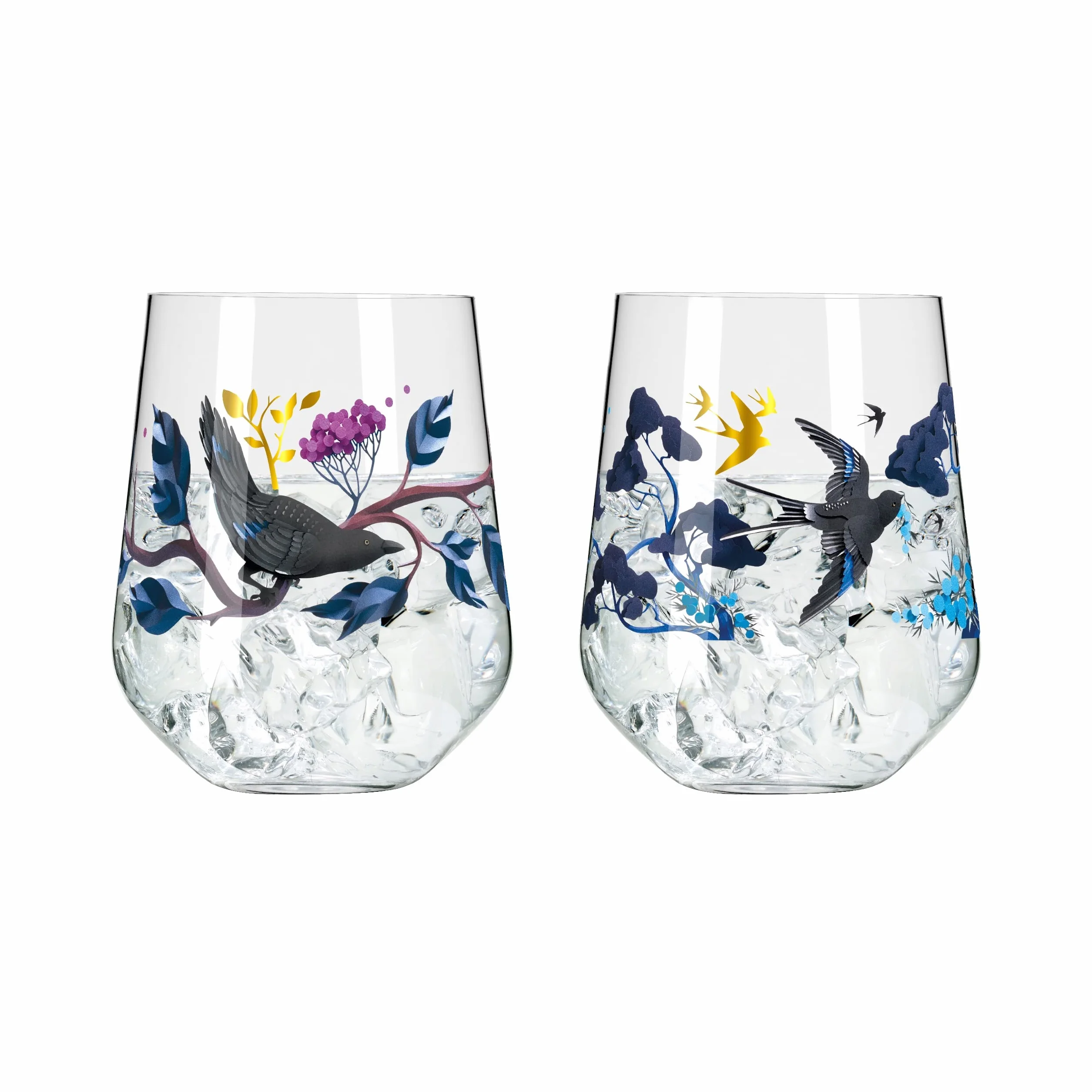 RITZENHOFF 3801002 zestaw kieliszków do ginu, 700 ml, seria Botanic Glamour nr 1, 2 sztuki kubków ze światami papieru - Made in Germany