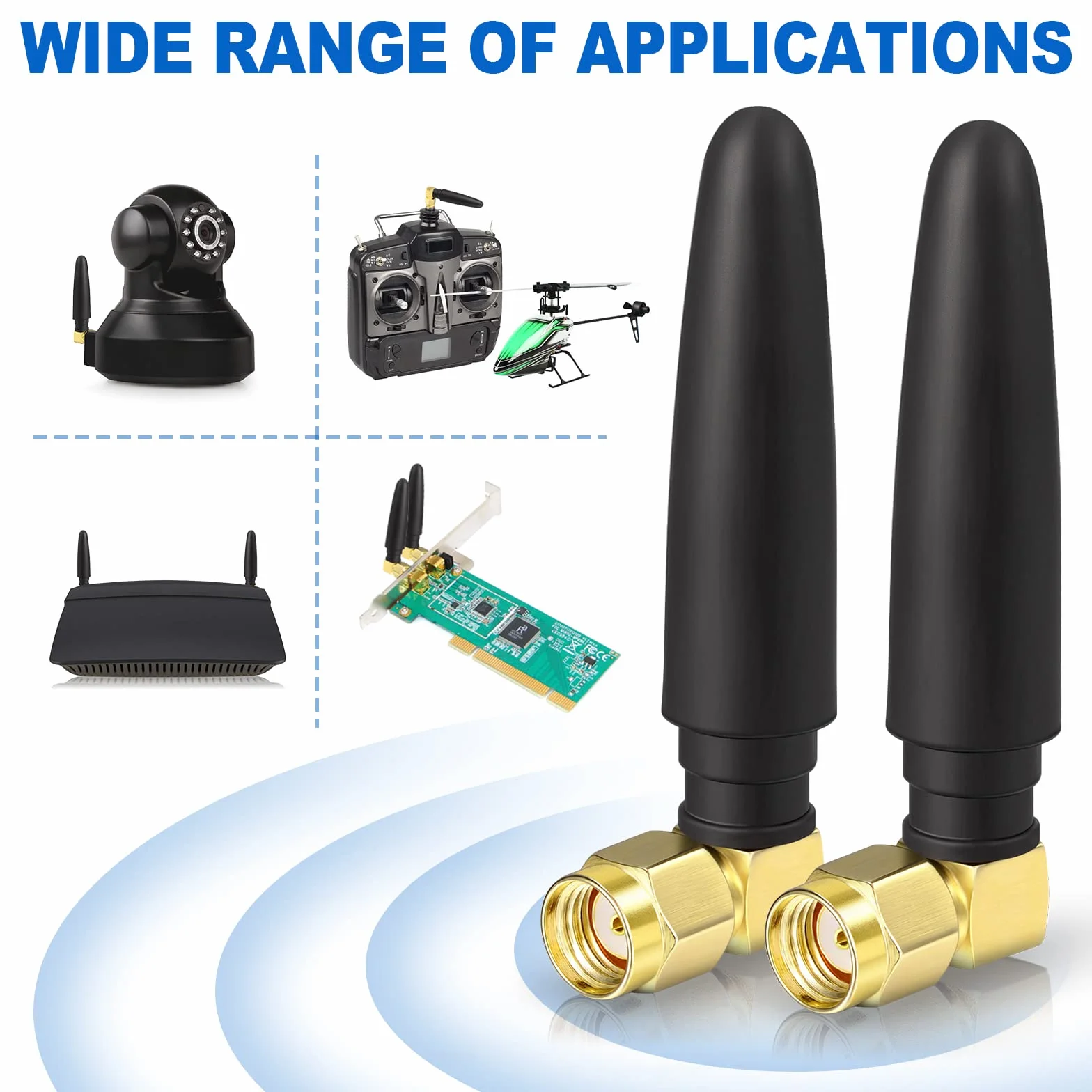 Eightwood Wielokierunkowa antena WiFi lekka mała 2,4G 5G 5,8G kąt prosty RP SMA męski do komputera adapter USB router bezprzewodowa kamera cofania FPV