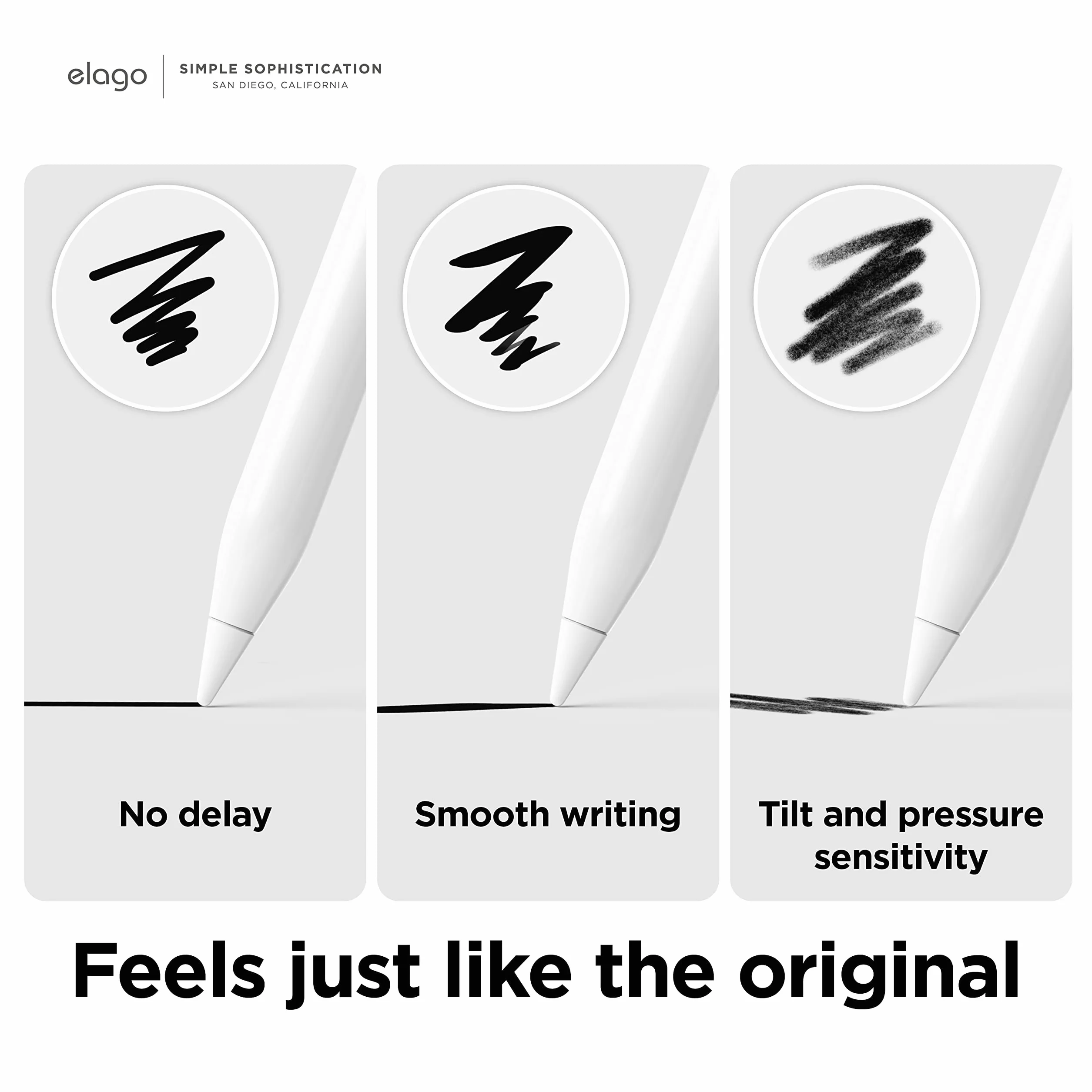elago Zestaw 4 końcówek wymiennych długopisów kompatybilnych z Apple Pencil Pro, Apple Pencil (1. i 2. generacji) i Apple Pencil (USB-C), wytrzymałe długopisy o wysokiej czułości