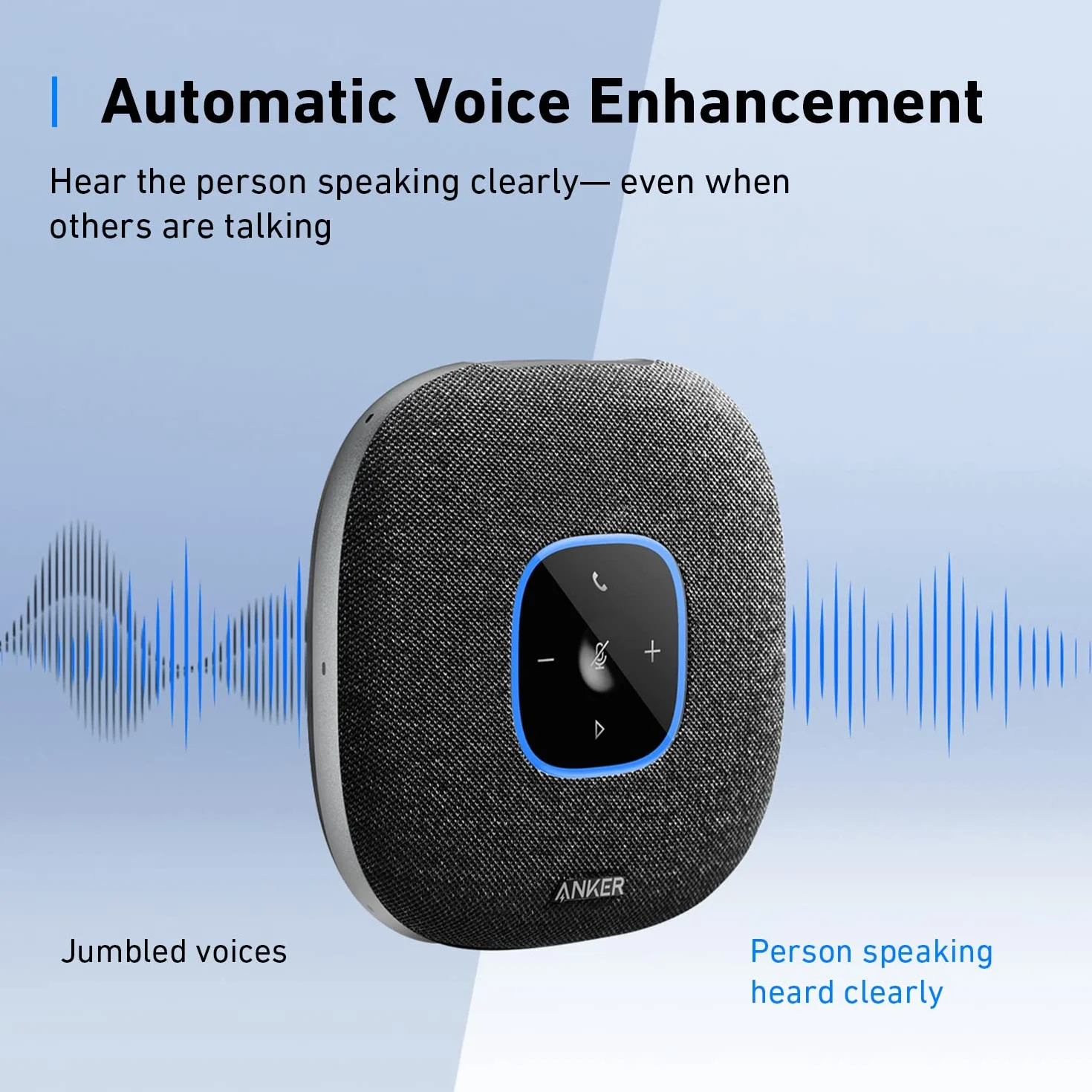 Anker PowerConf S3 głośnik konferencyjny, 6 mikrofonów, inteligentne nagrywanie dźwięku, akumulator 24 godziny, aplikacja Soundcore, Bluetooth 5, USB-C, do biura i biura domowego (czarny)