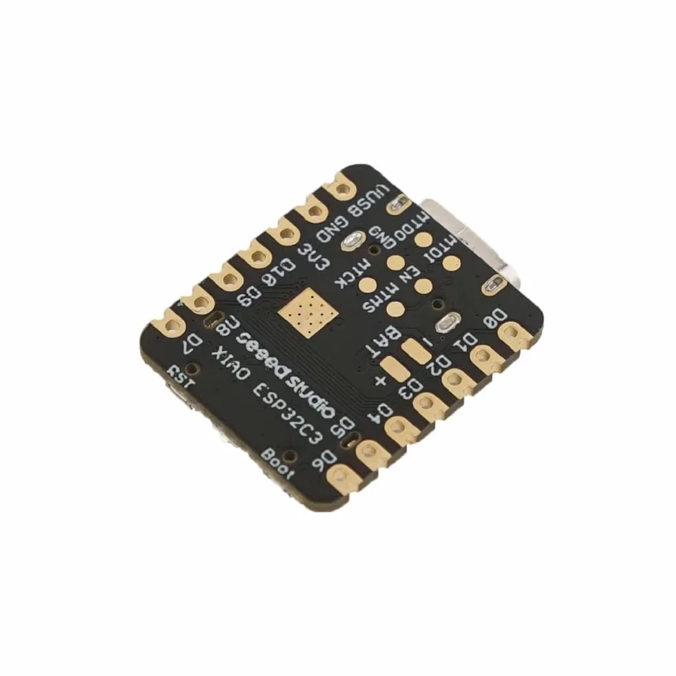 Seeed Studio XIAO ESP32C3 – mała płytka MCU z Wi-Fi i BLE do scenariuszy sterowania IoT. Mikrokontroler z ładowaniem baterii, wydajnością energetyczną i bogatym interfejsem do uczenia maszynowego..
