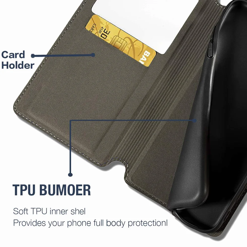 Etui Flip z Ekoskóry PU z Niewidocznym Magnesem i Okienkiem Podglądu Kompatybilne z BlackBerry KEY 2, Smart Pokrowiec Ochronny