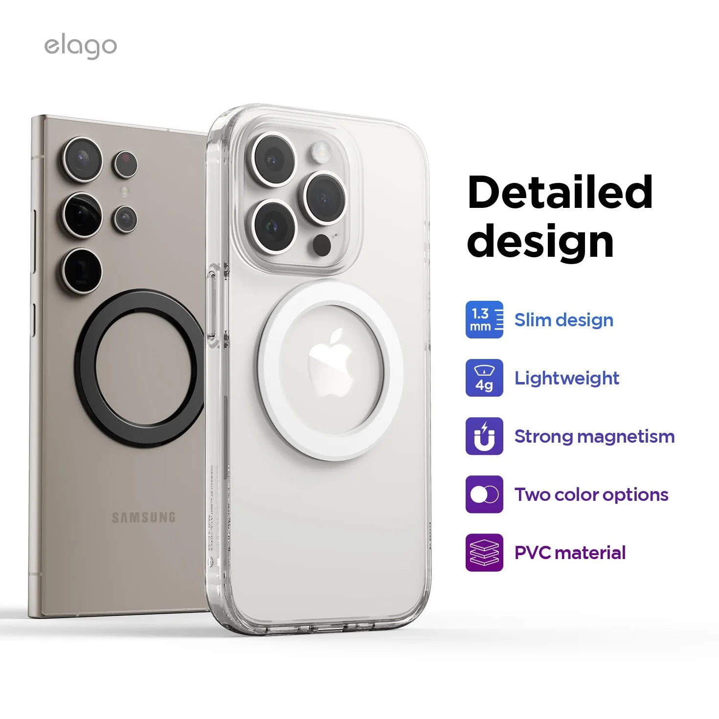 elago Magnetyczny pierścień samoprzylepny - 2 sztuki naklejek magnetycznych, kompatybilne z MagSafe, wszystkie modele iPhone'a, wszystkie modele Galaxy [przewodnik MagSafe w zestawie] [czarny]