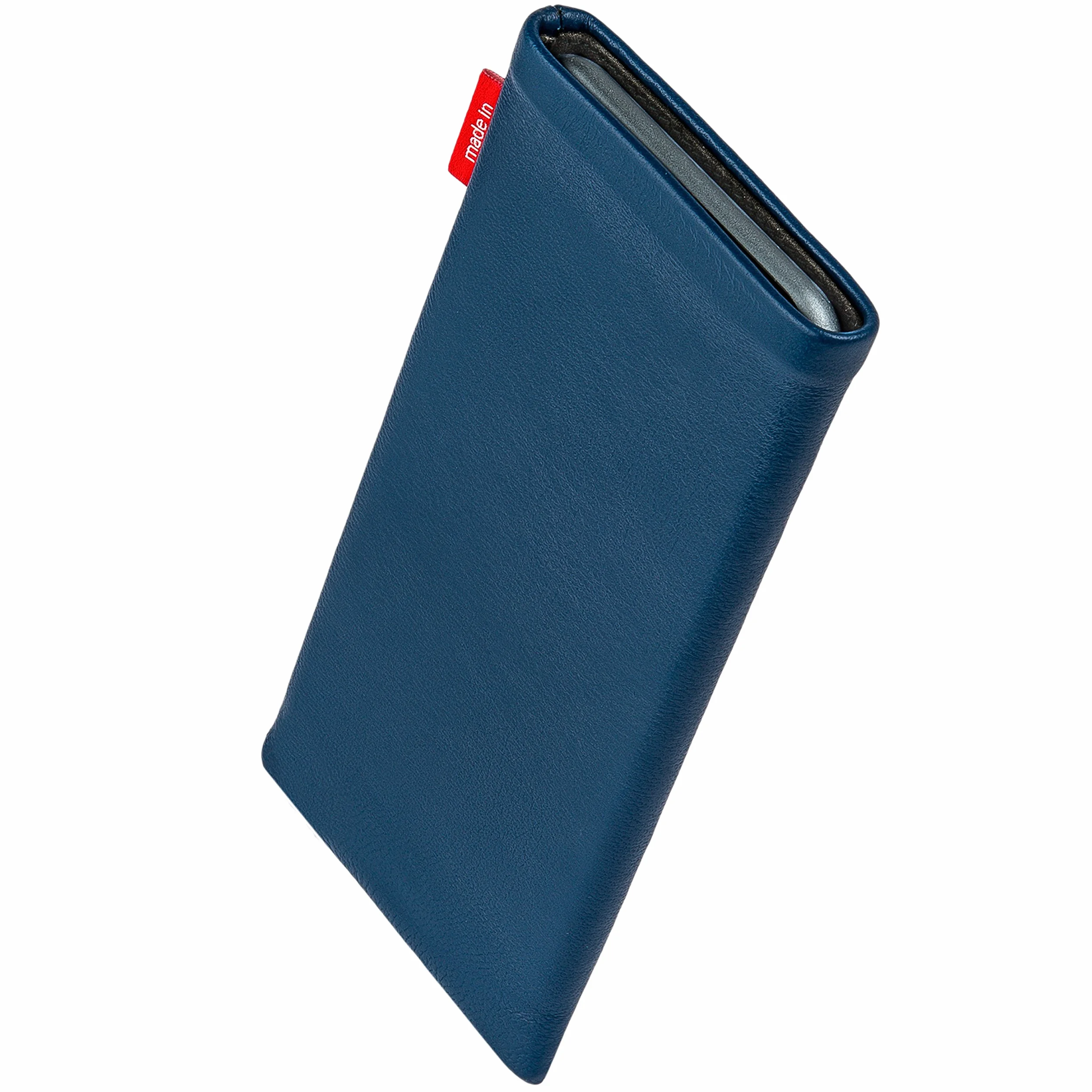 fitBAG Beat Blue niestandardowy dopasowany rękaw do Sony Xperia 1 VI | Wyprodukowano w Niemczech | Etui z delikatnej skóry nappa z podszewką z mikrofibry do czyszczenia wyświetlacza