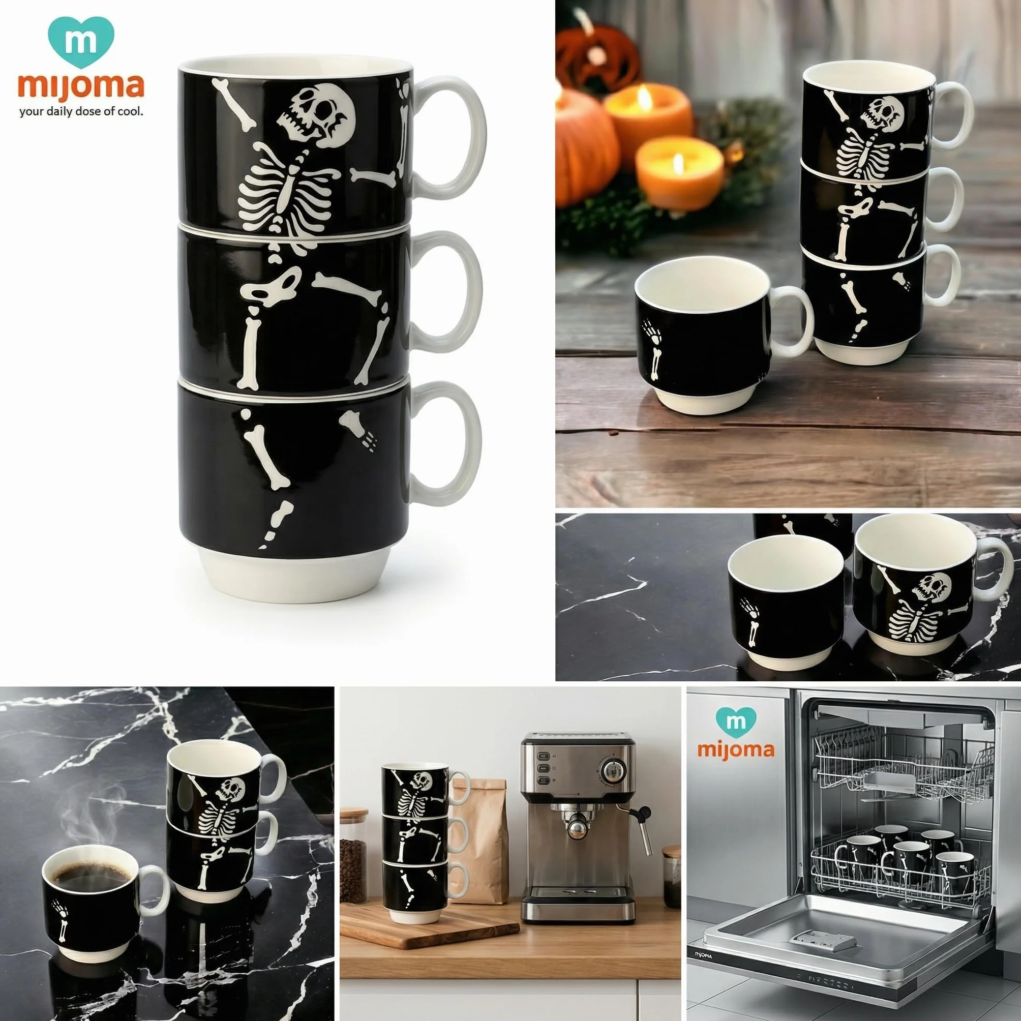 MIJOMA zestaw porcelanowych filiżanek do kawy 200 ml 4-częściowy zmywarka