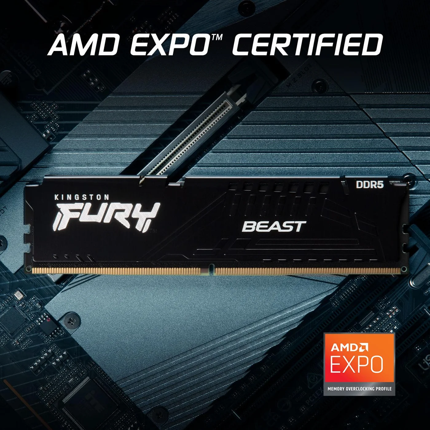 Kingston FURY Beast Black DDR5 64GB (2x32GB) 6000MT/s CL30 DIMM zestaw pamięci do gier stacjonarnych z 2 AMD EXPO i Intel XMP - KF560C30BBEK2-64