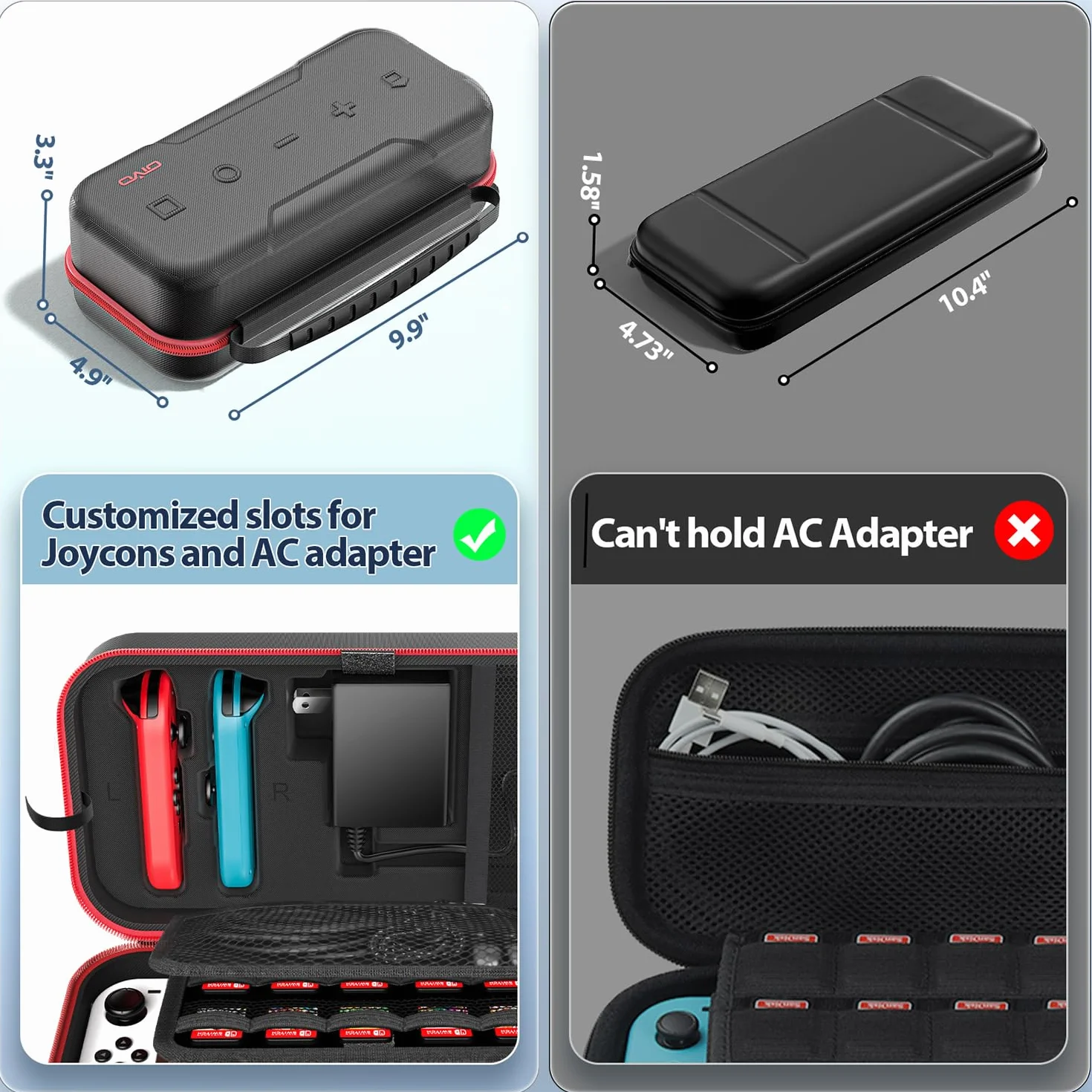 OIVO Etui na Nintendo Switch & Switch OLED, etui NS z 20 gniazdami na kartę, etui ochronne i twarda obudowa do konsoli i akcesoriów Nintendo Switch, czerwone