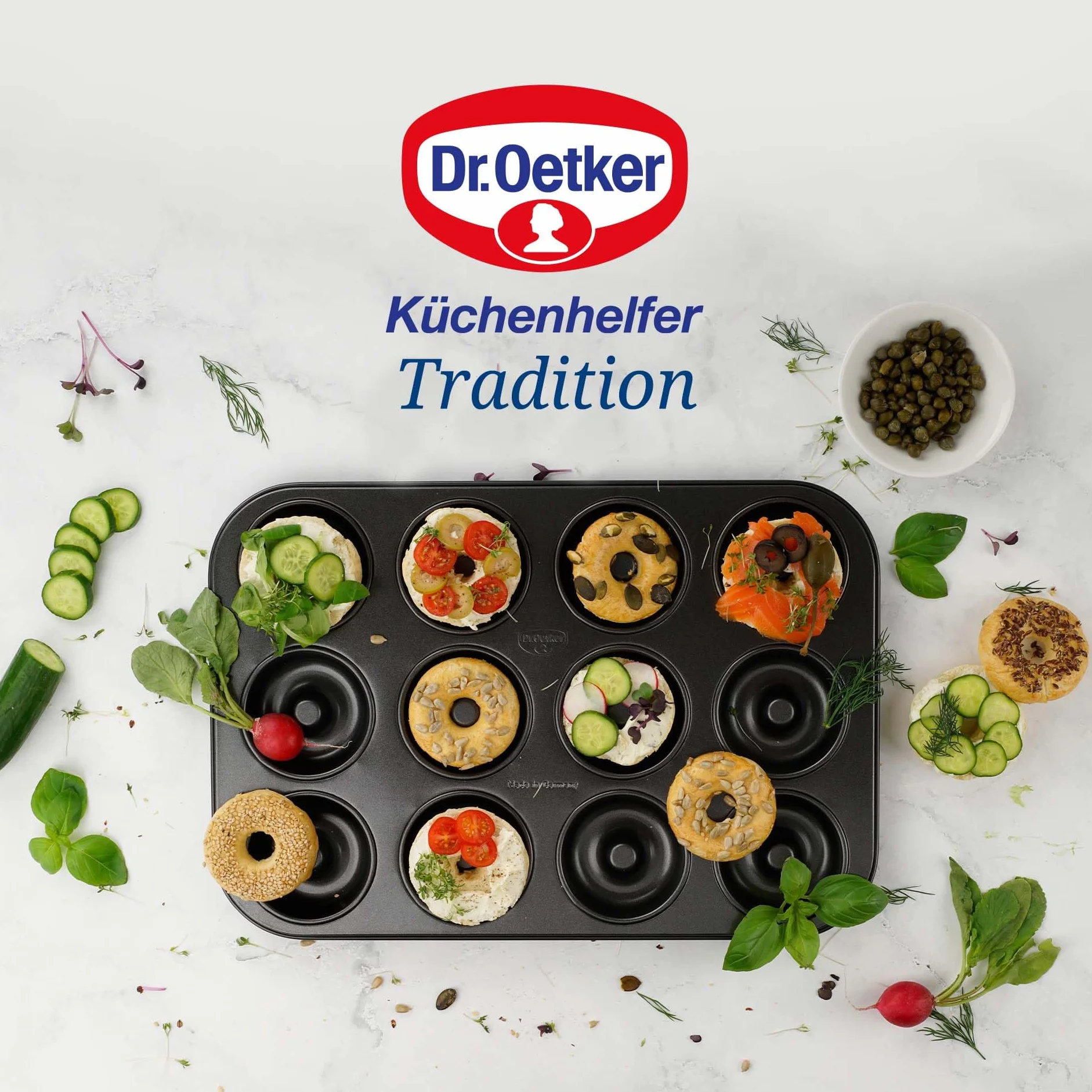 Dr. Oetker tradycyjna forma do pieczenia pączków, 12 sztuk, z powłoką zapobiegającą przywieraniu, wysokiej jakości forma z doskonałym przewodzeniem ciepła,(kolor: czarny)