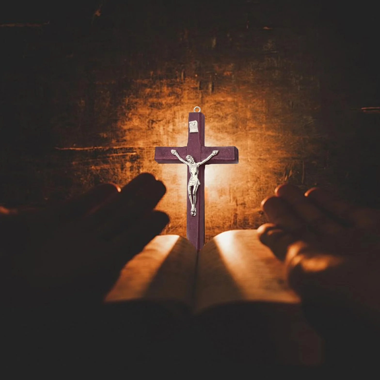 Drewniany Krzyż Ścienny Jezusa, Religijna Dekoracja Domu, 2 Sztuki