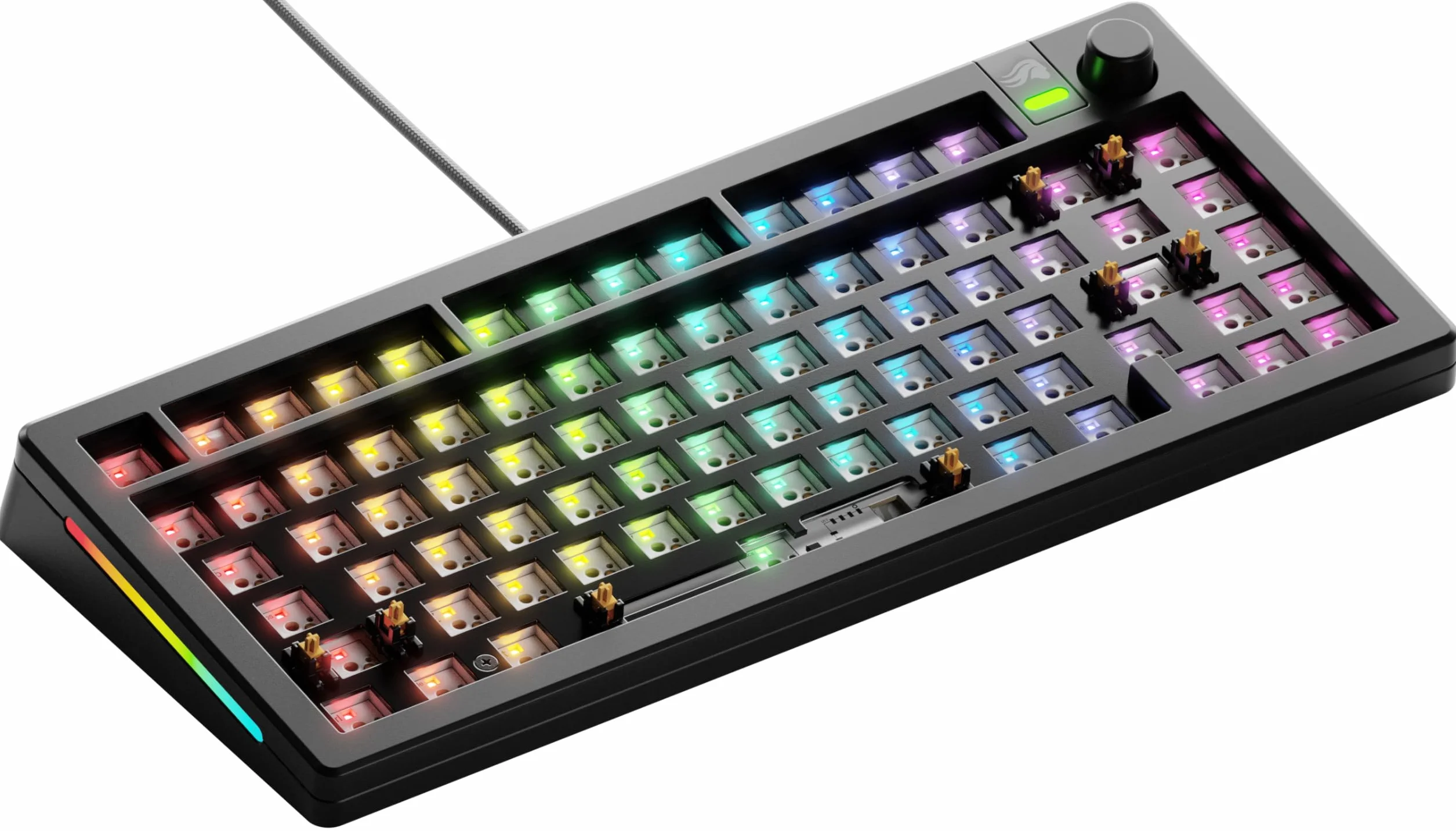 Glorious Gaming - GMMK 3 Barebones: klawiatura z gałką, 75% klawiatura mechaniczna, system uszczelek, przełączniki MX z 5 bolcami z hot swap, pianka dźwiękochłonna, aluminiowy czytnik, ANSI - Czarna