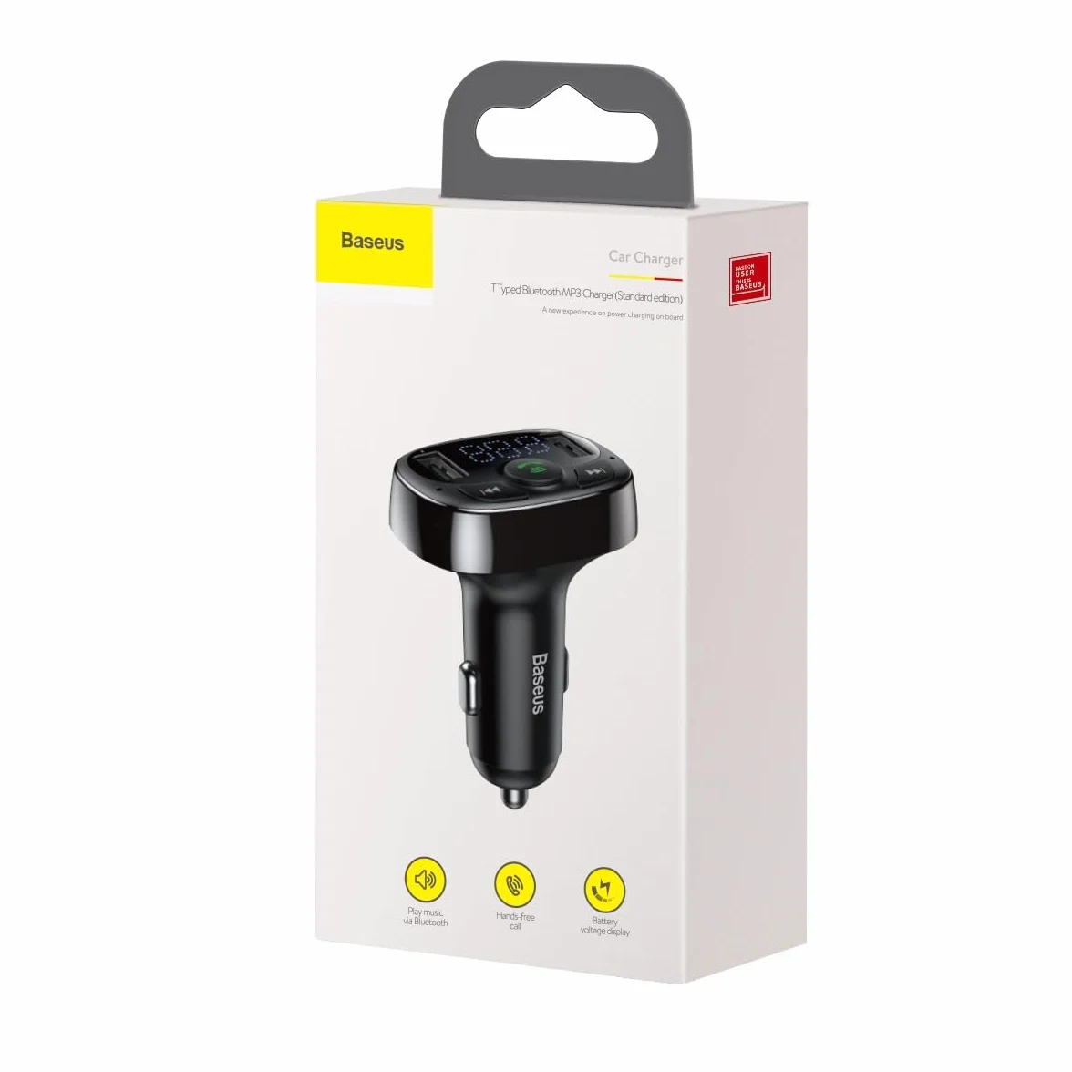 Baseus FM Transmitter T typed Bluetooth 2xUSB microSD (czarny)