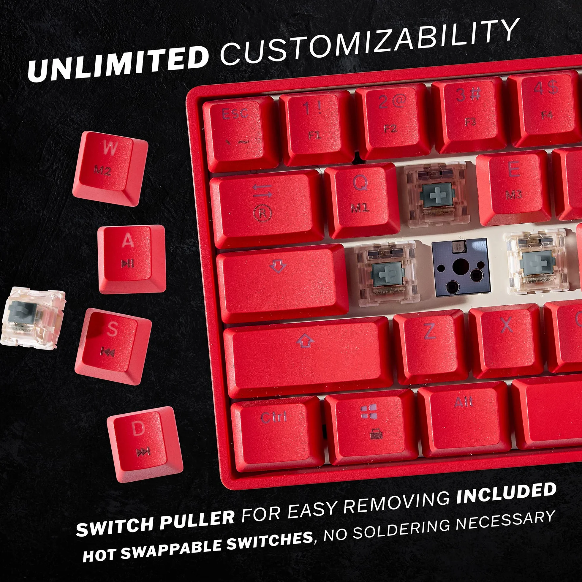 HKKB GK61 Mechaniczna klawiatura do gier 60 procent | 61 RGB Rainbow LED Programowalne klawisze Backlit | USB Przewodowa | Komputer Mac i Windows | Mechaniczny Hotswap Gateron Czarne przełączniki |