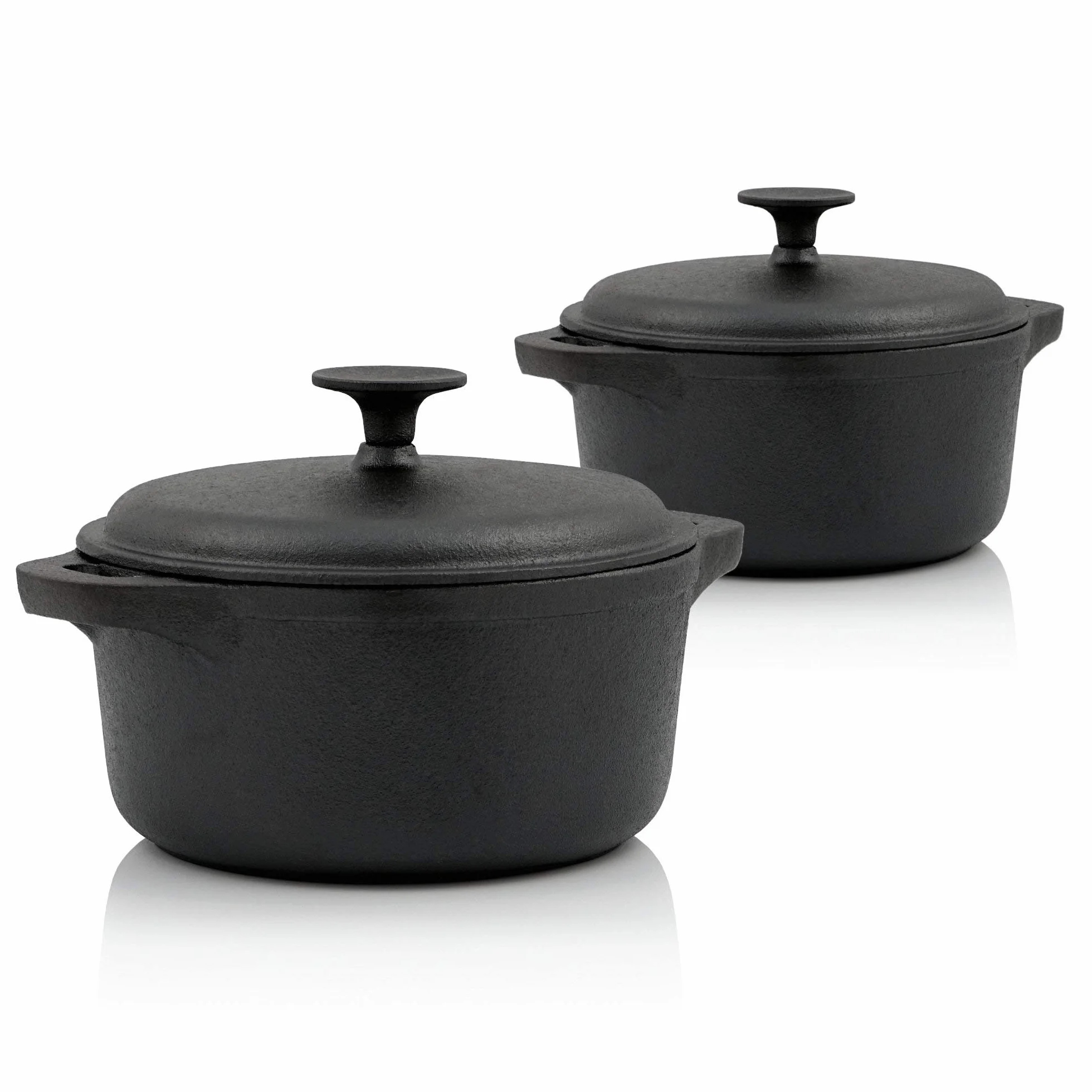 BBQ-Toro Żeliwny garnek Cocotte | 2,7 litry i 4 litry | czarny, okrągły | garnek do pieczenia z pokrywką | garnek z pokrywką z żeliwa | żeliwny garnek do pieczenia do grilla i piekarnika | garnek