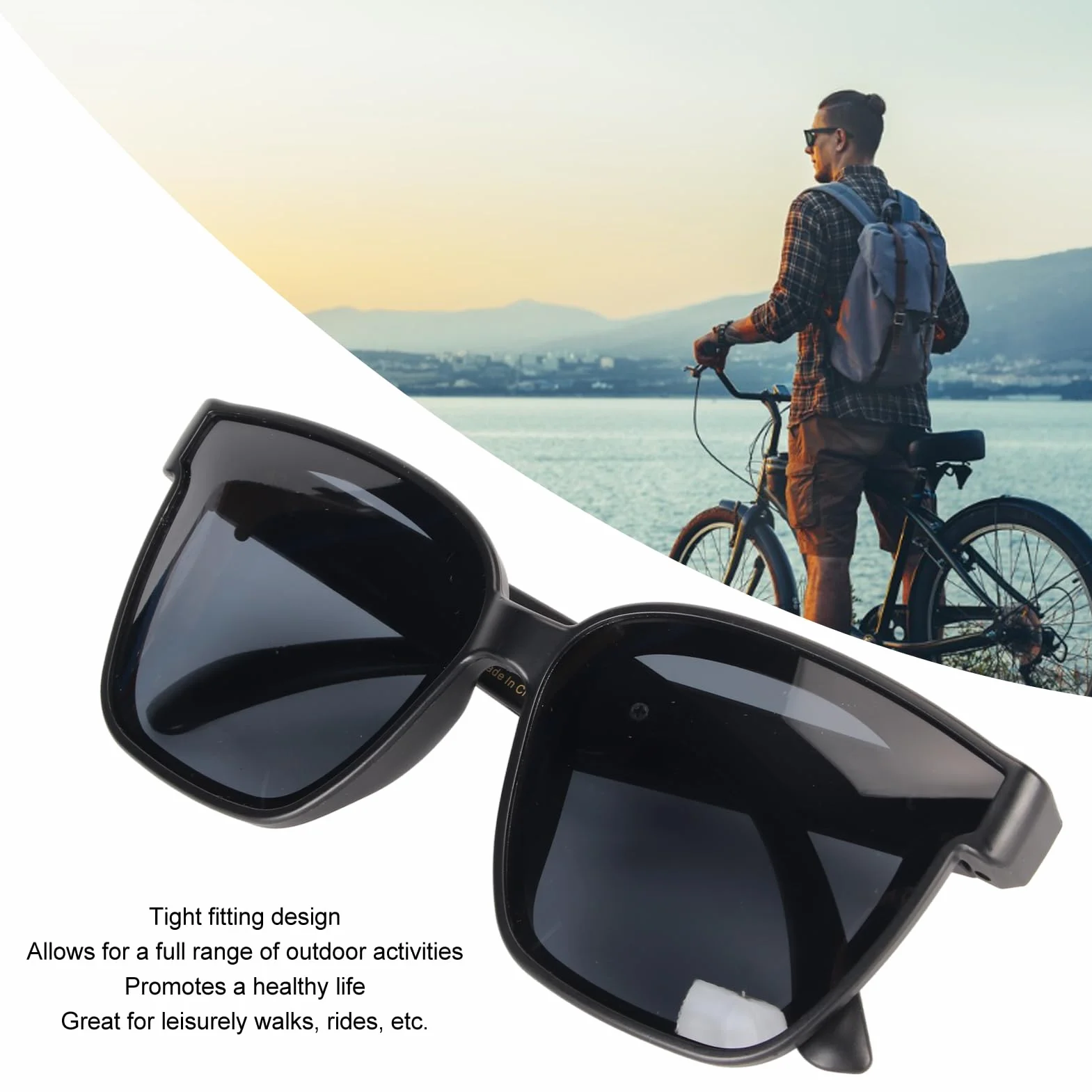 Inteligentne Okulary, Okulary Przeciwsłoneczne Bluetooth 5.0 Audio z Otwartymi Słuchawkami Dousznymi, Bezprzewodowe Okulary Przeciwsłoneczne Bluetooth do Smartfonów, Tabletów,
