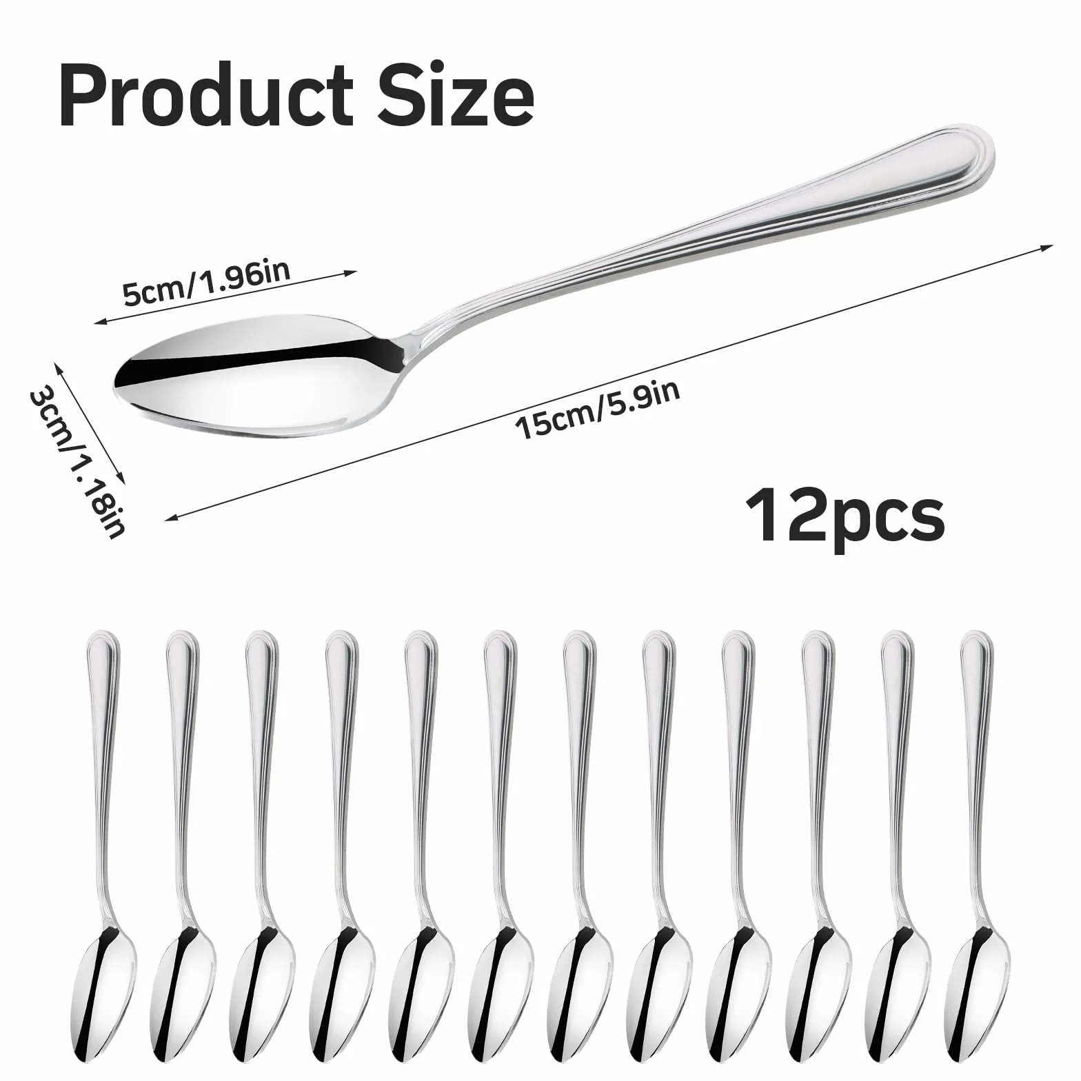 Łyżeczki ze stali nierdzewnej 15 cm 12 sztuk do herbaty i kawy