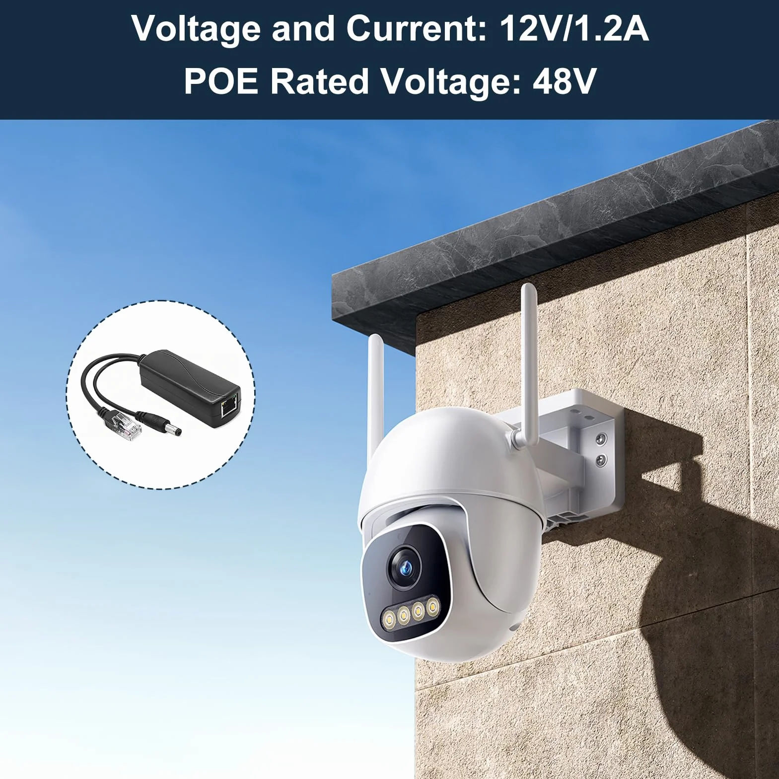 Rozdzielacz PoE 12 V/1.2 A DC, rozdzielacz Adapter PoE Gigabit 48 V PoE na DC 12 V/1.2 A wyjście, przyłącze 5,5 x 2,1 mm do kamery IP/AP/Smart Home, 10/100 Mbps standard IEEE802.3af/at, Rozdzielacz
