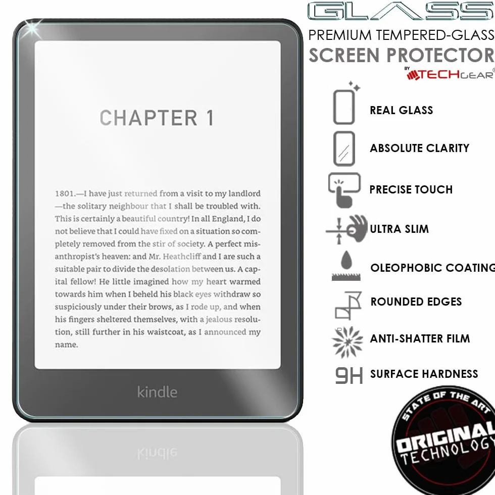 TECHGEAR Szkło ochronne na ekran do 17.8 cm Amazon Kindle Paperwhite/Signature/Kids/Kindle Colorsoft (2024 / 12. generacji), osłona ekranu ze szkła hartowanego [krystalicznie przejrzystość] [odporna