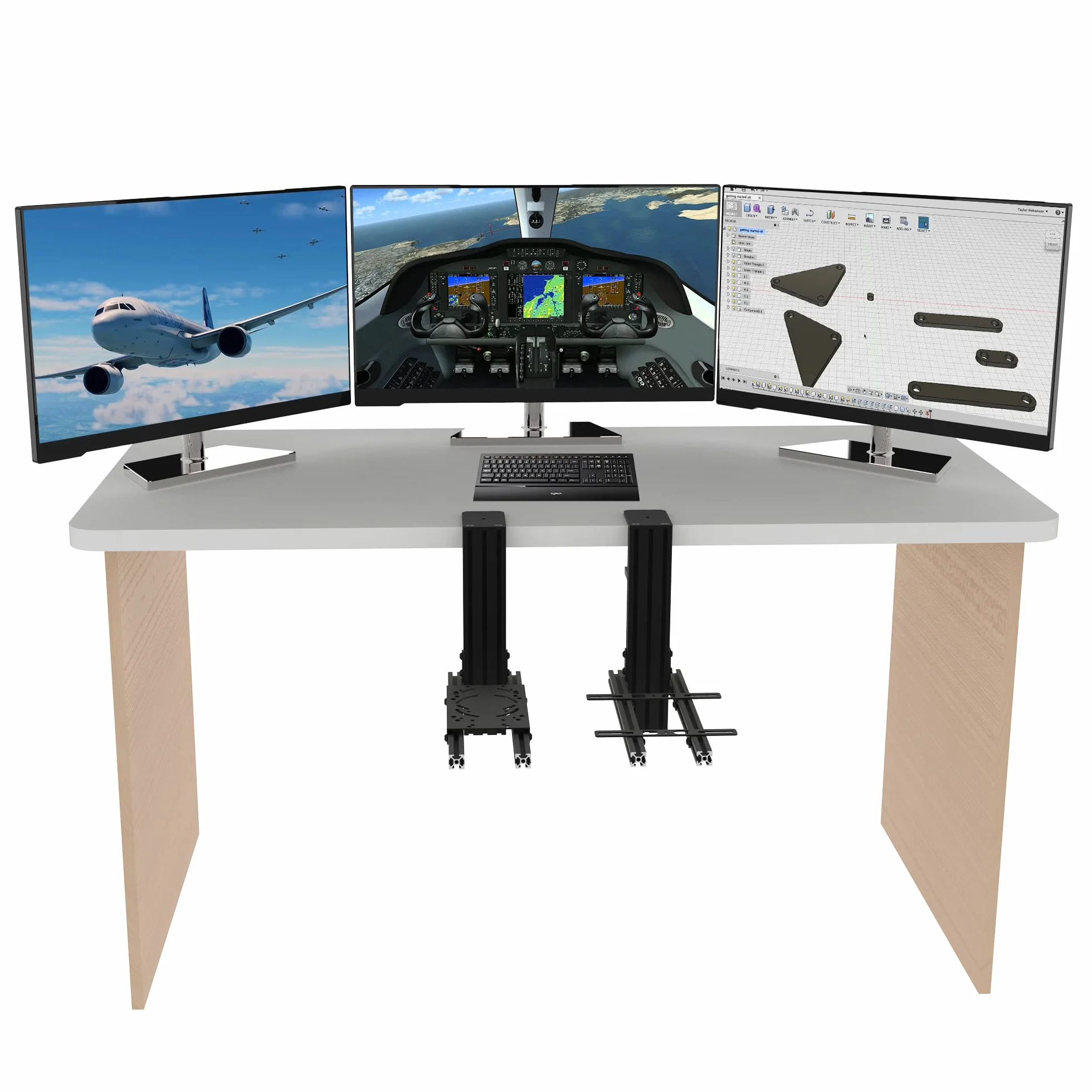 HIKIG 2-częściowy uchwyt biurkowy kompatybilny z Thrustmaster HOTAS Warthog Joystick, przepustnicą i HOTAS, obsługuje również inne urządzenie do gier lotniczych - czarny