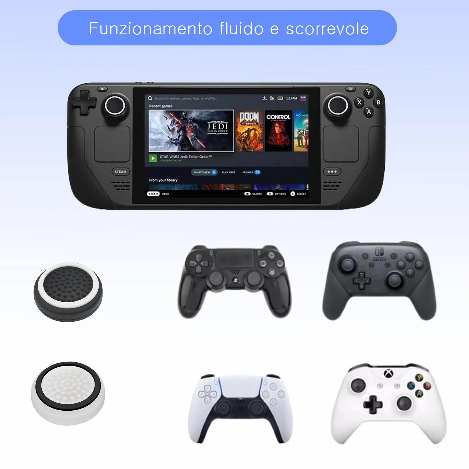 Dreamil Silikonowe nakładki na joysticka, 8 sztuk, antypoślizgowe nakładki na gamepad, wysokiej jakości materiał silikonowy, uchwyty na drążki kontrolera do PS5/PS4/PS3 (czarne/białe)