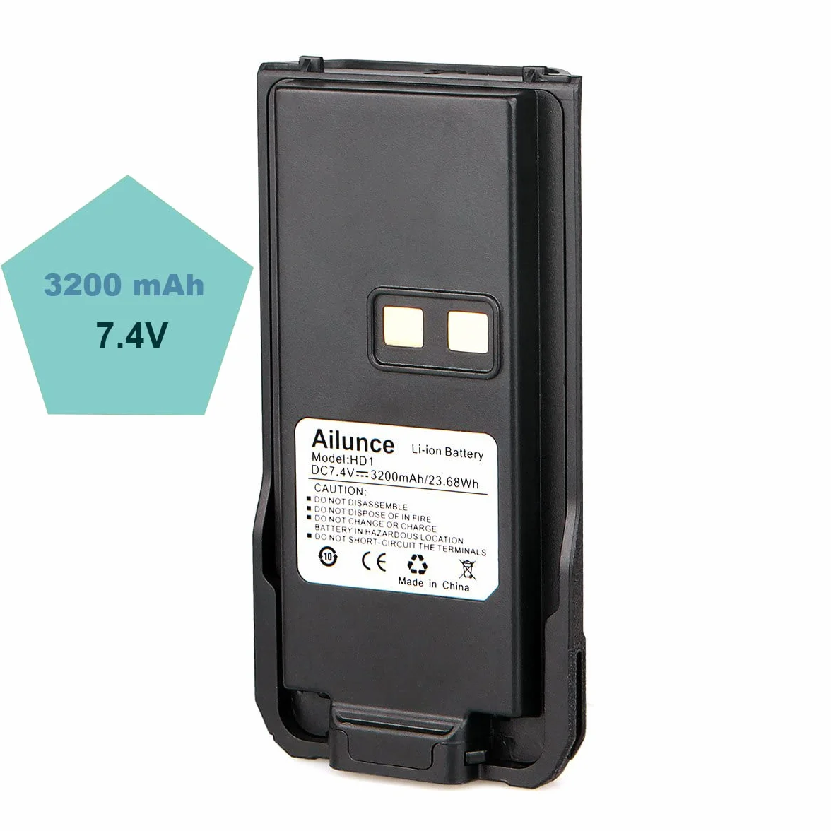 Bateria Ailunce Akumulator Litowy 3200 mAH Kompatybilny Z 7,4 V HD1 Dmr Cyfrowy Radiotelefon Kompatybilny Z Retevis RT29 Walkie Talkie (Czarny, 1 Szt.)