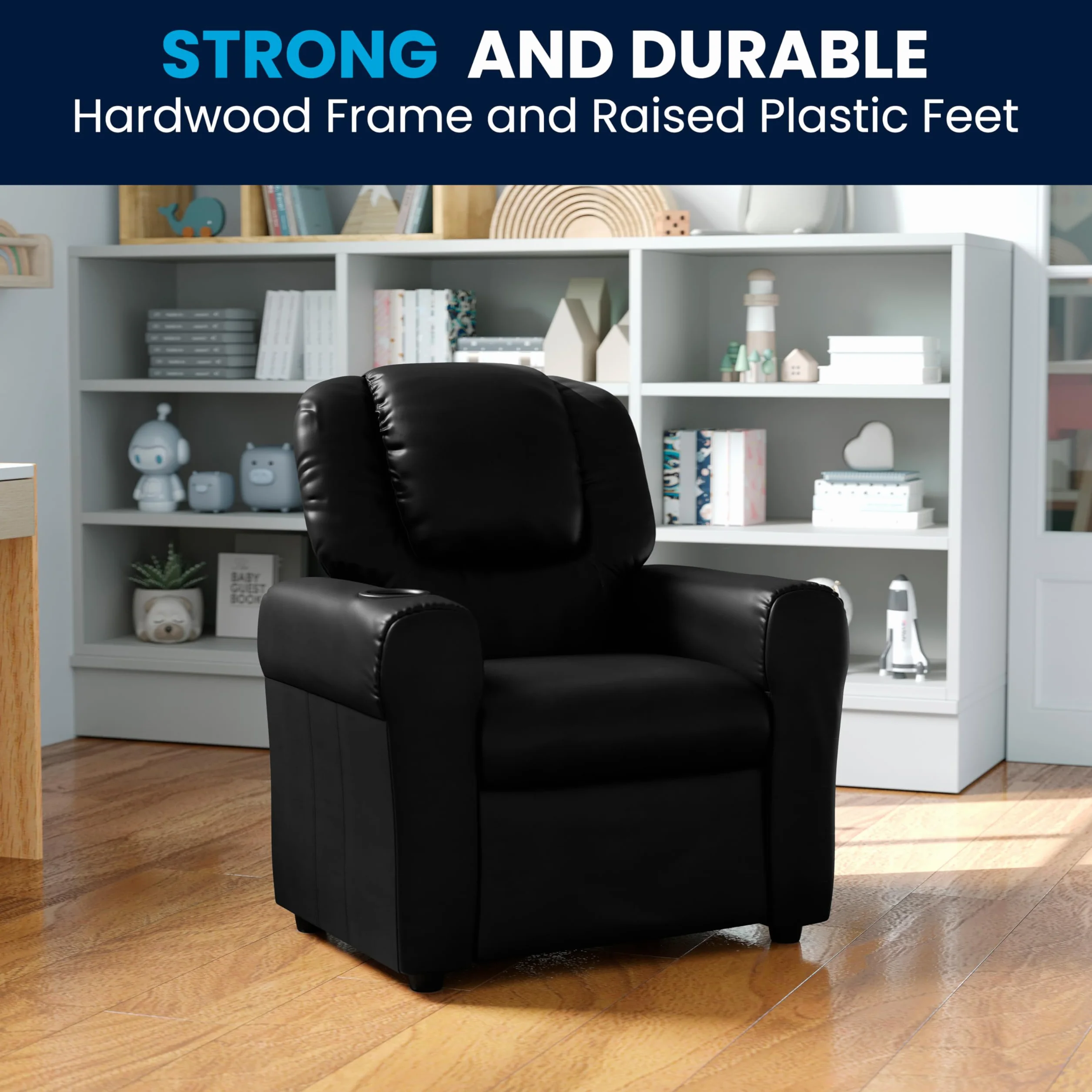Flash Furniture Leżak dziecięcy skóra czarny 60.96 x 48.26 x 48.26 cm