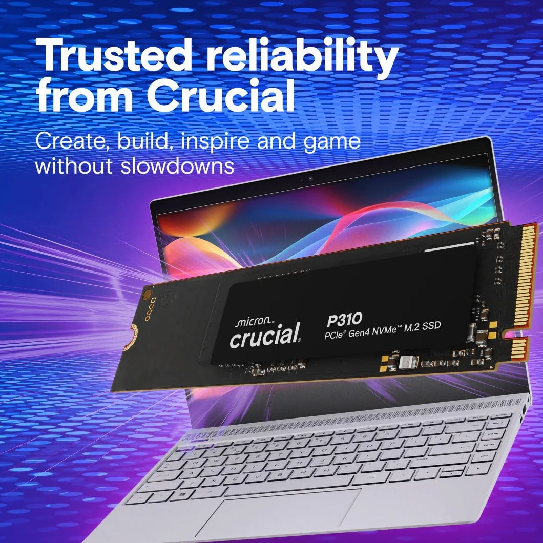 Crucial P310 500GB PCIe Gen4 NVMe M.2 2280, wewnętrzny dysk SSD, do 6600 MB/s, kompatybilny z laptopem i komputerem stacjonarnym, dysk półprzewodnikowy - CT500P310SSD801 (wersja Acronis)