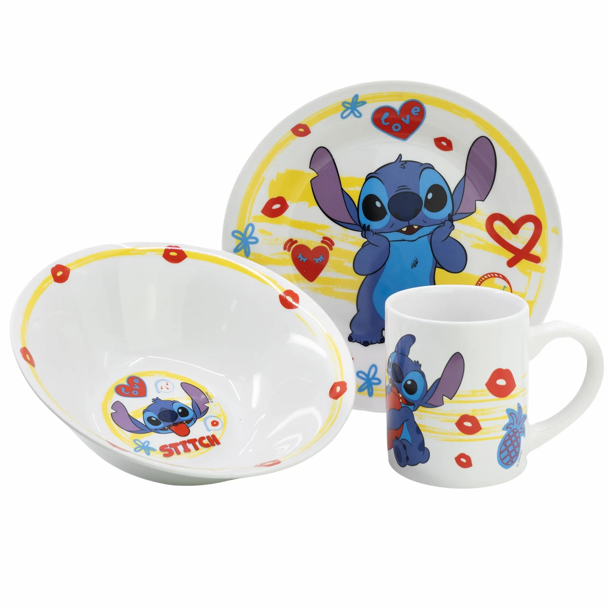 Stitch Kids ceramiczny zestaw obiadowy talerz miska kubek w pudełku prezentowym