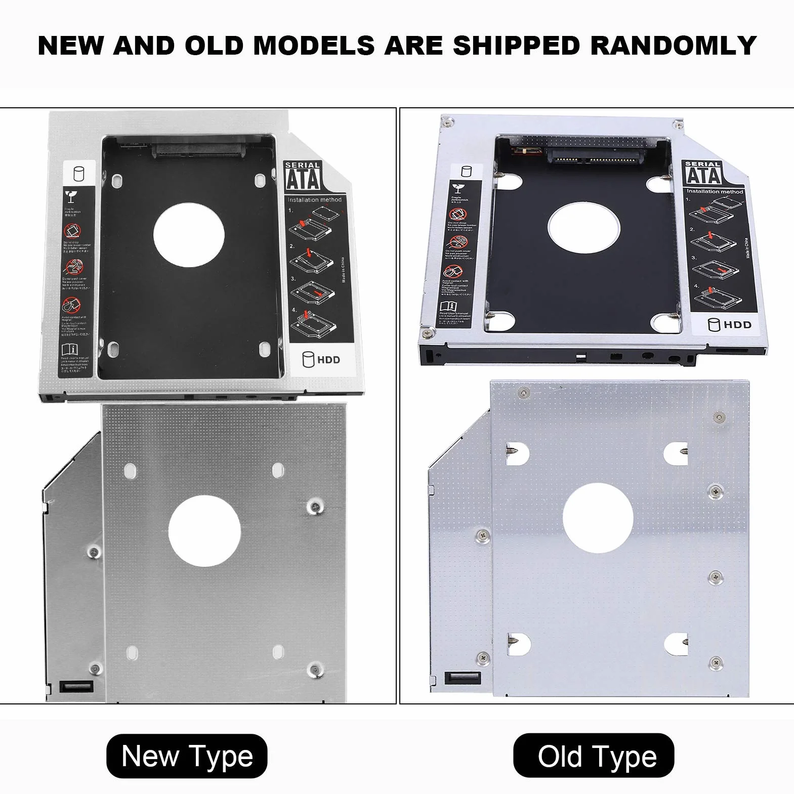 Obudowa dysku twardego, uniwersalny 2nd 12,7 mm twardy dysk optyczny adapter DVD adapter aluminiowy SATA HDD obudowa dysku twardego obsługuje dysk twardy 2,5 HDD, SATA, SATAII, SATA-III SDD