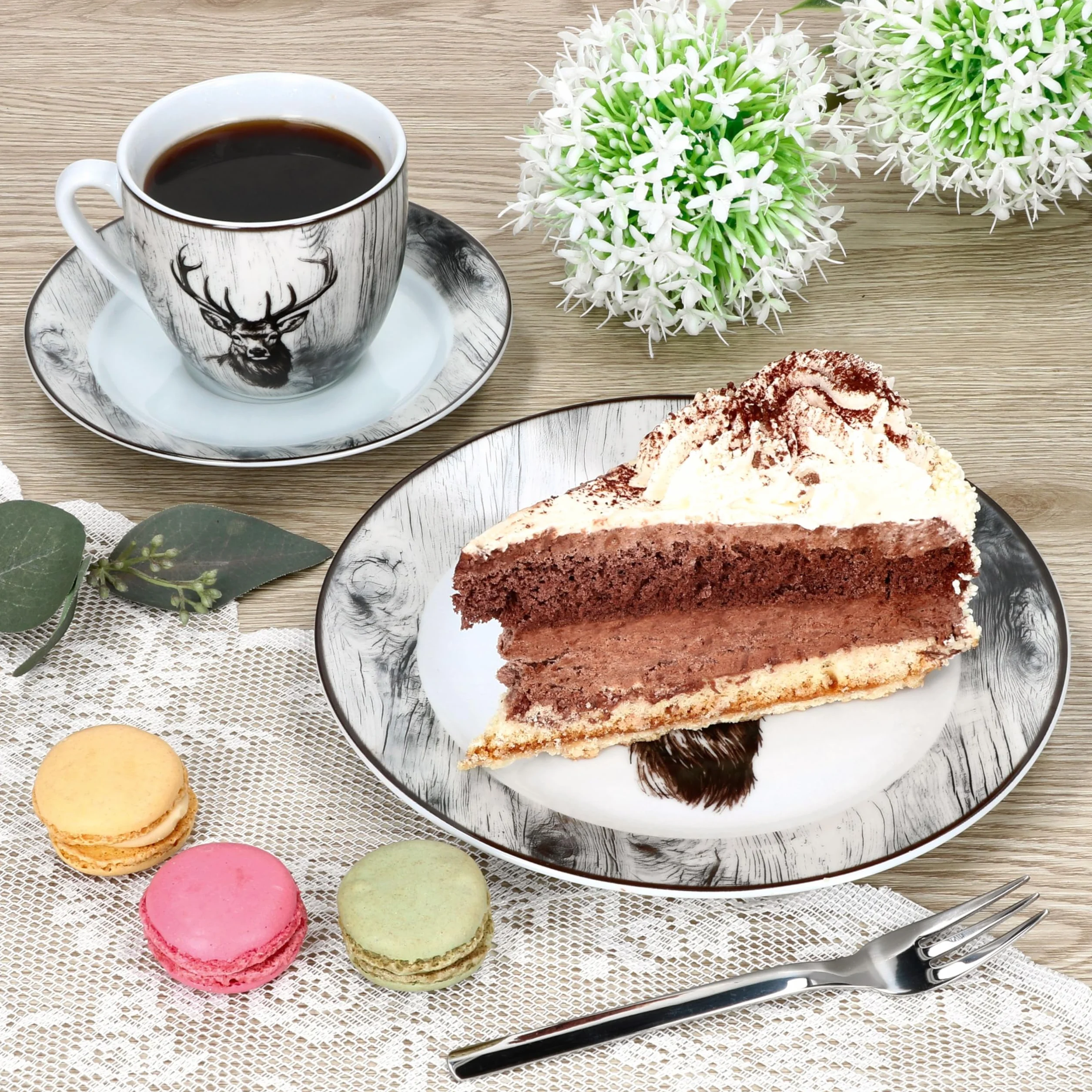 MamboCat Alois 30-częściowy porcelanowy serwis obiadowy dla 6 osób, 200 ml
