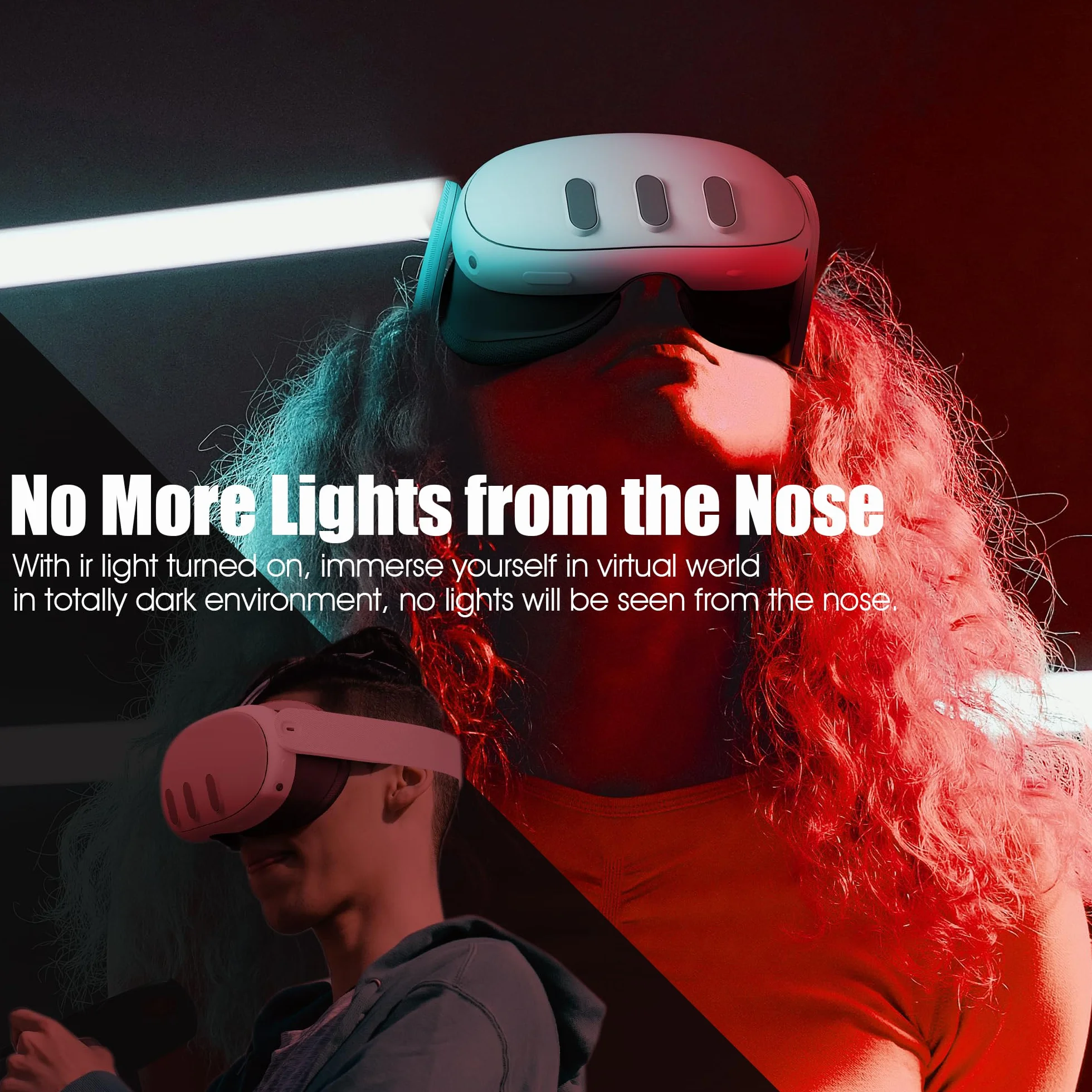 NEWZEROL Ir Illuminator lampa na podczerwień kompatybilna z Quest 3/2/Quest/PS VR2,Brak zakłóceń świetlnych bardzo czułe światło noktowizyjne z europejskim standardowym adapterem przełącznika - Biała
