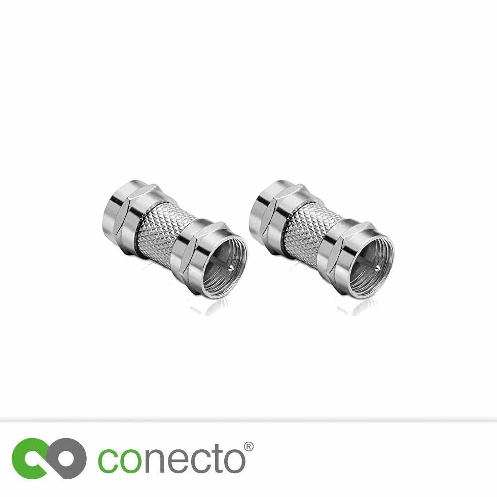 conecto Złącze F, złącze F, wtyczka F, adapter do przedłużenia kabla antenowego/kabla koncentrycznego, zestaw 2 sztuk, SA-CC50825-SET2, nikiel