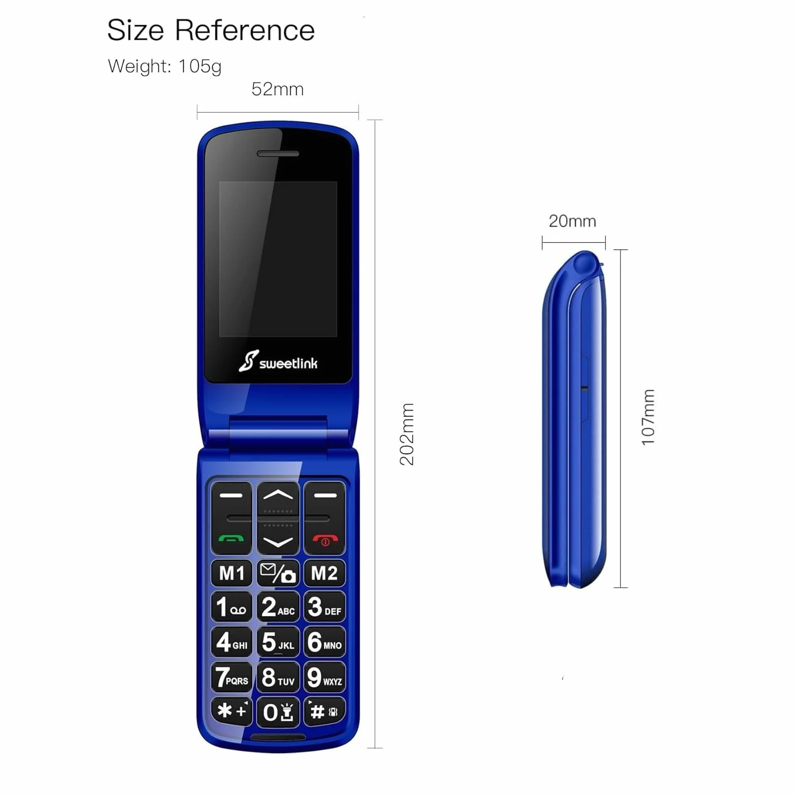 SweetLink Telefon komórkowy GSM dla seniorów, telefony komórkowe dla seniorów z klapką i dużymi przyciskami, telefony dla seniorów z kontaktami obrazkowymi, duża głośność, funkcja SOS