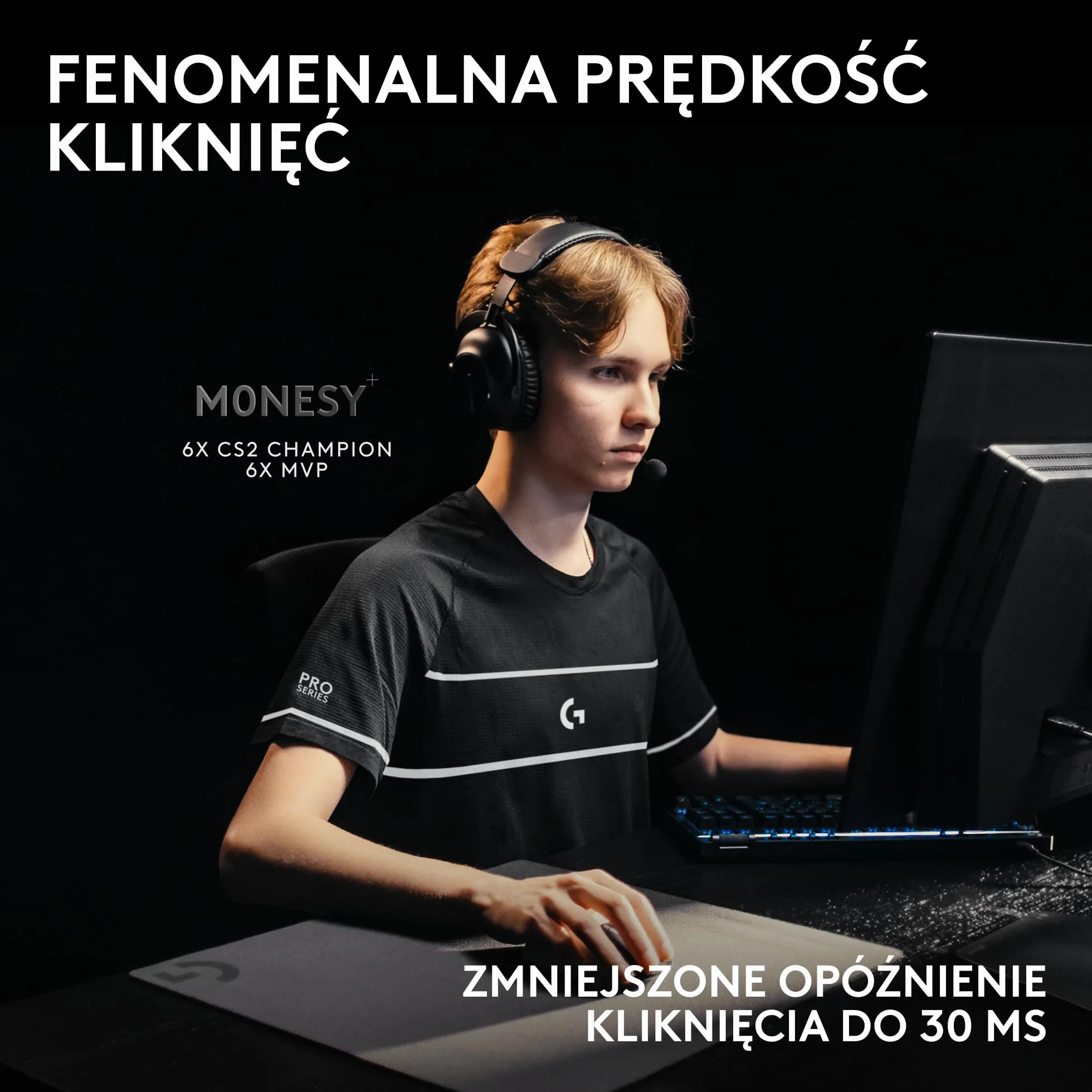 Logitech G PRO X2 SUPERSTRIKE LIGHTSPEED, bezprzewodowa mysz do gier,z ultra-szybkimi reakcjami,ultra lekka (61 g),z regulowaną reakcją haptyczna na kliknięcia i ładowaniem przez USB-C,do PC/Mac-Biały