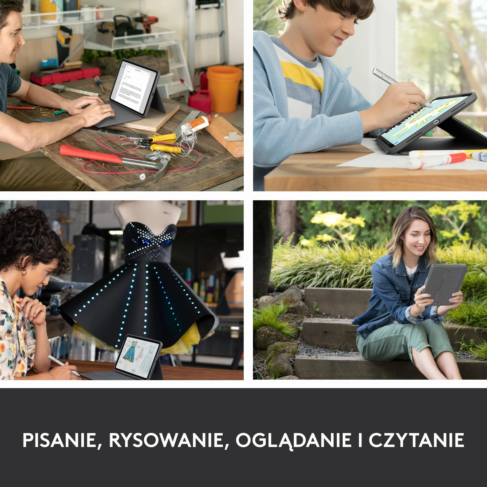 Logitech Rugged Folio, etui z klawiaturą do iPada 10. gen. i A16 ze Smart Connector i wytrzymałą klawiaturą odporną na zalanie, QWERTY układ US international - Szary
