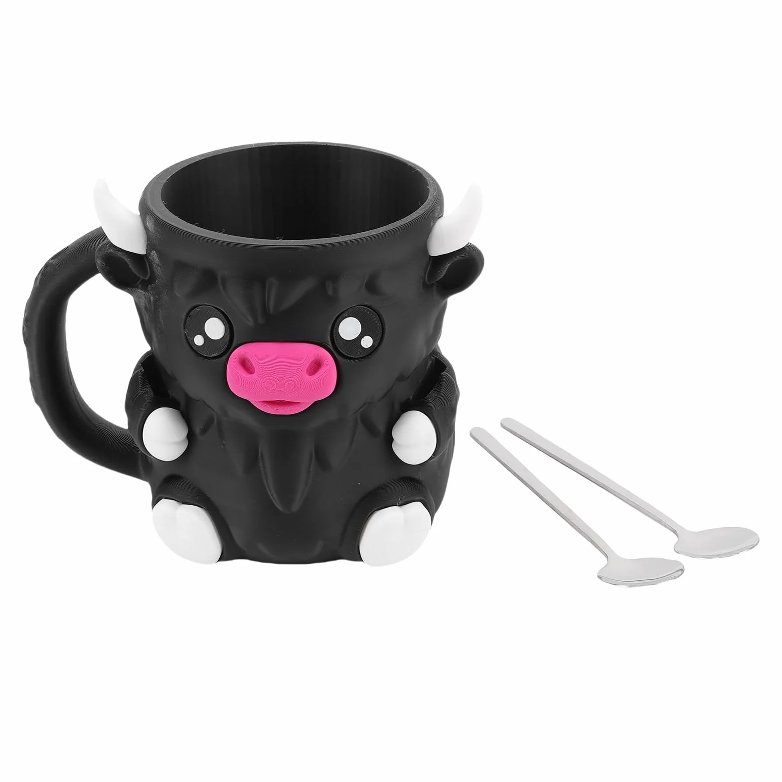 Bewinner Uroczy Uchwyt na Kufel lodowy. Izolowane ściany z Motywem Krowy Rasy Highland dla Entuzjastów Lodów (BLACK)